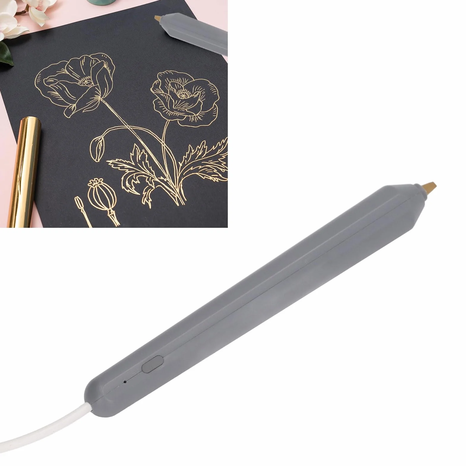 Heißfolienstift Heißfolien, Hot Beheizte Folienstifte Set USB-Stempel und Prägestift Heißfolien Prägestempelstift mit Heizstiftspitzen für DIY Kartenherstellung, Basteln, Scrapbooking