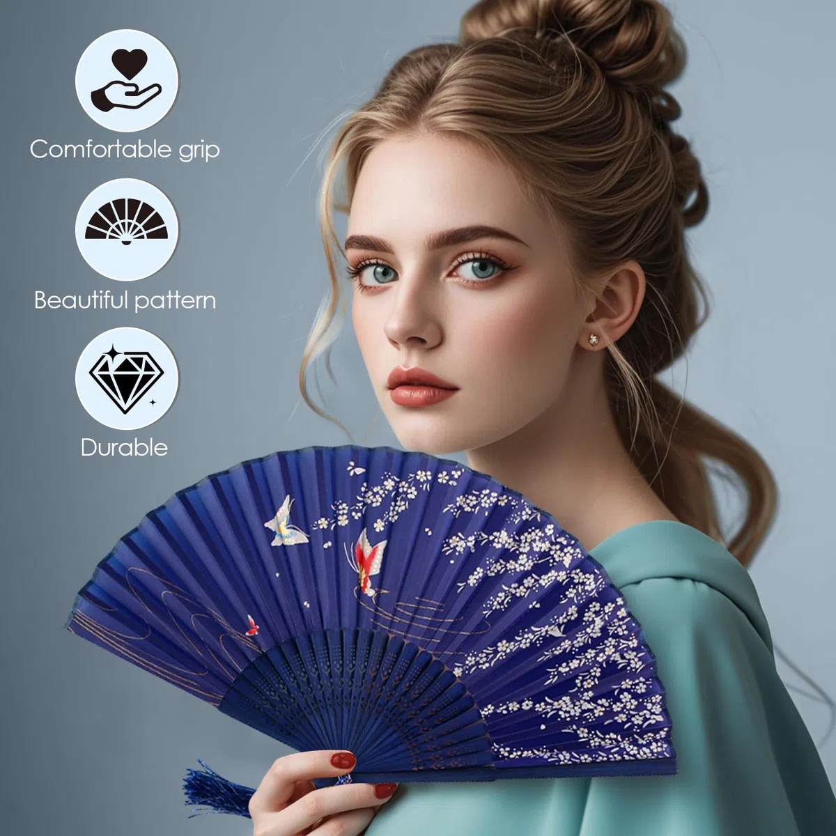 4 StüCk Faltbare FäCher HandfäCher, Chinesische FäCher TaschenfäCher, Tragbarer KlappfäCher, FüR Tanz, Party, Hochzeit Geschenke, DIY Dekoration, Haus Dekorationen