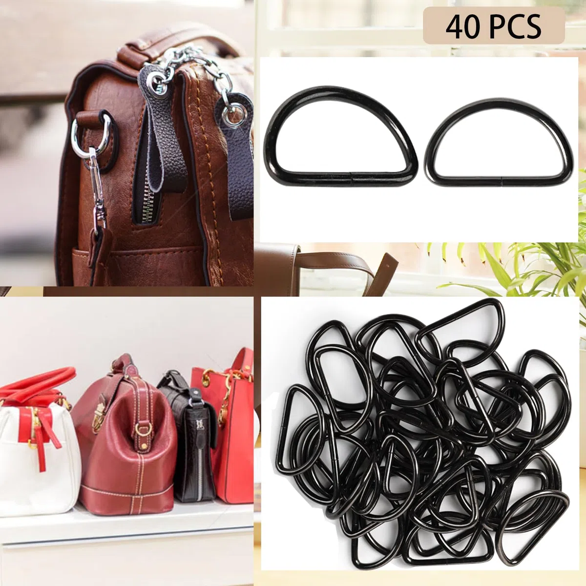 100 Stück Karabinerhaken mit Drehgelenk Kits,Taschenzubehör Zum Nähen,Enthält 20 Stück Karabiner Schlüsselanhänger,40 Stück D Ring,40 Stück Triglide Schiebeschnalle