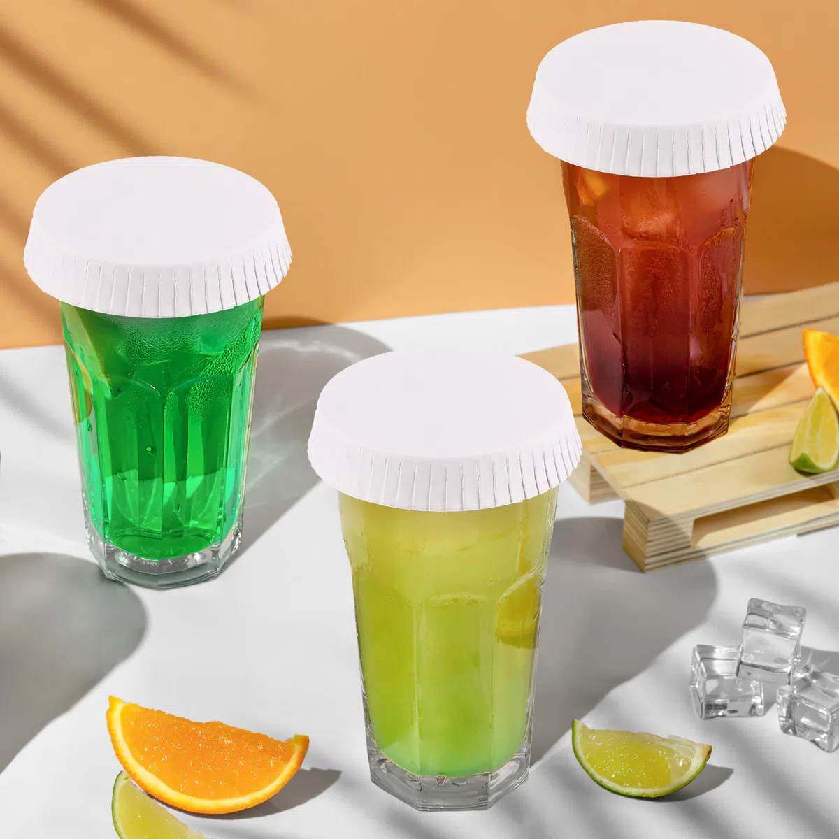 100 Stück Einweg Papier Tasse Deckel Auslaufsicher 7,5cm Weiß Disposable Glasabdeckung für Restaurants und Riegel zum Schutz von Getränken