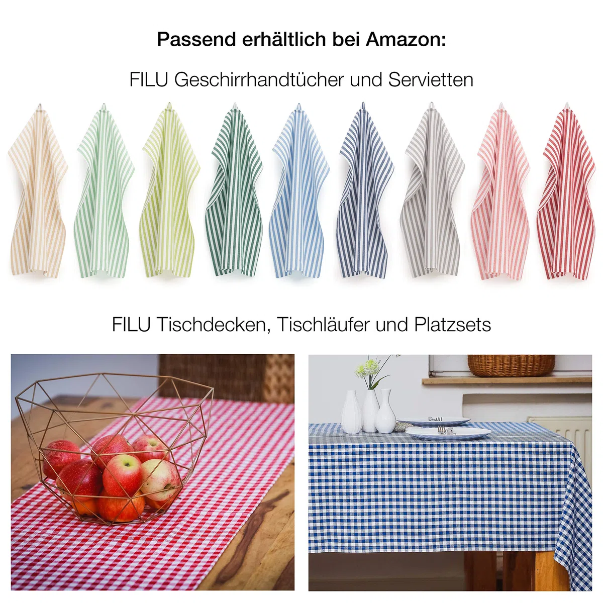 FILU Geschirrhandtücher 4er Pack Hellblau/Weiß gestreift (Farbe und Design wählbar) 45 x 70 cm - hochwertige Küchenhandtücher/Geschirrtücher aus 100% Baumwolle