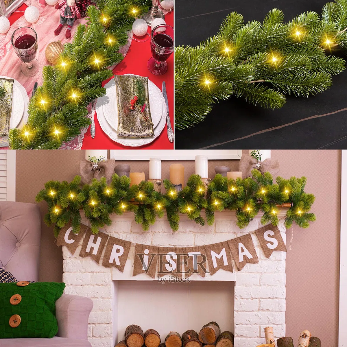 180 cm Tannengirlande mit Beleuchtung, 100% PVC 149 Spitzen Weihnachtsgirlande mit Timer 8 Modi, 4M 60 LED Weihnachtsdeko Tannengirlande Künstlich Wie Echt für Treppe Kaminsims Innen Außen