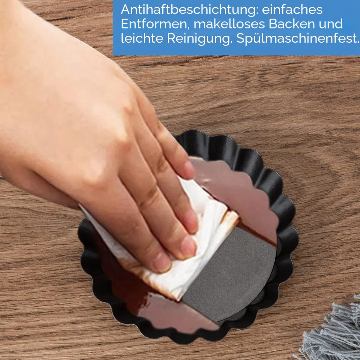 Tarteform mit Hebeboden, 8 Stück Quicheform Klein Tartelette Förmchen Abnehmbare Basis, Antihaftbeschichtung 10 cm Rund Pie Form, Obstkuchenform Tarte Backform Wellenrand