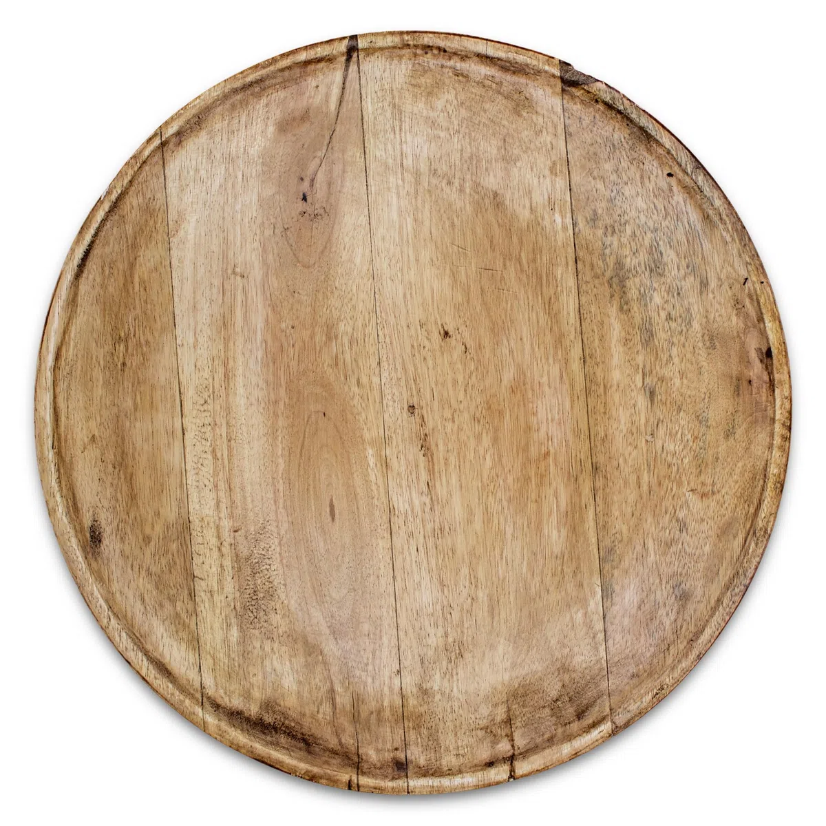 Mangoholz Servierplatte Natur lebensmittelecht - 37cm - Massivholz Dekotablett rund groß - Serviertablett Kerzentablett Tisch Deko Holz Tablett Weihnachten Advent Hochzeit Geschenke Dekoration