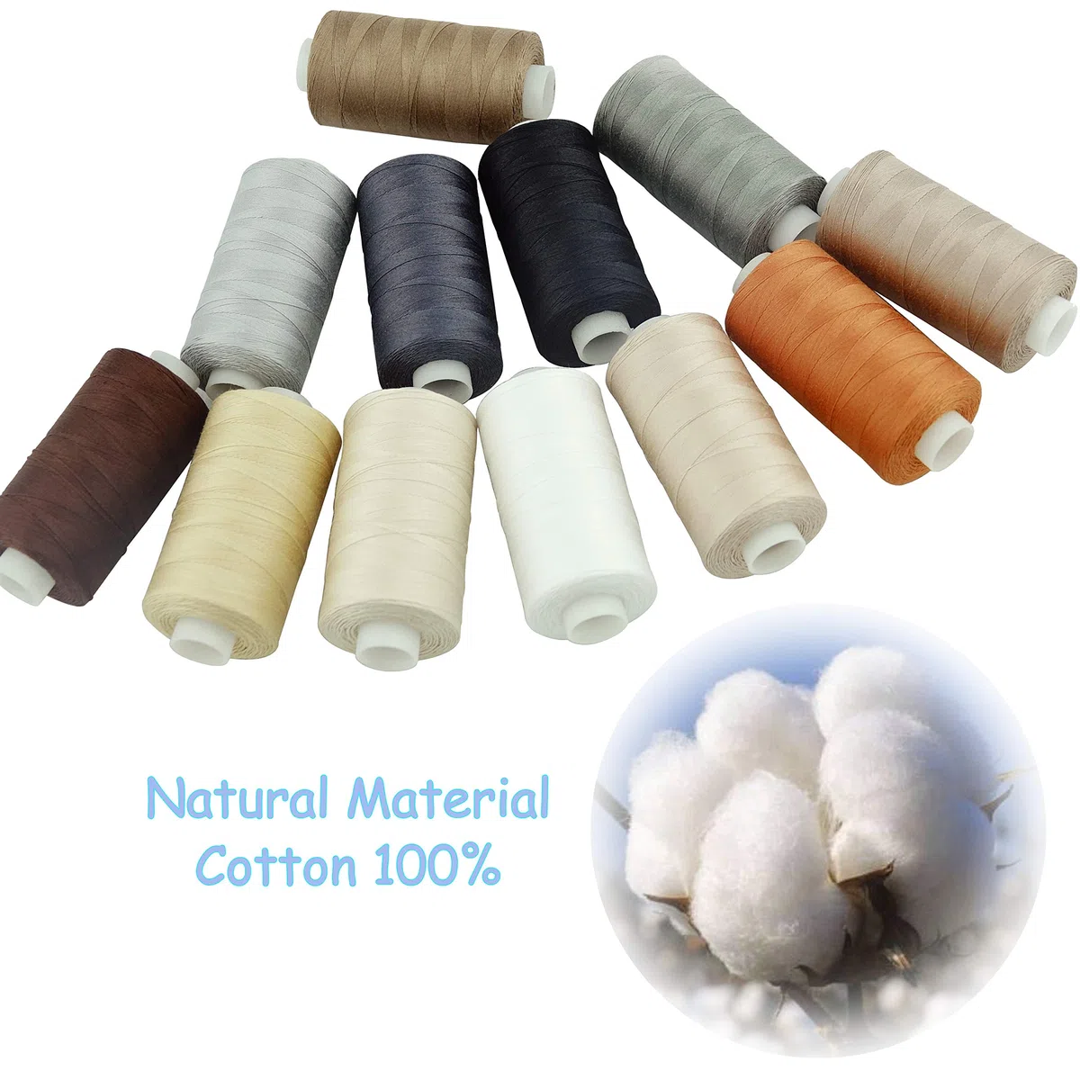 Simthread Baumwoll Nähgarn Quiltgarn für Nähen und Quilten Maschinen - 550 Yards/Spule, 12 Neutral Farben
