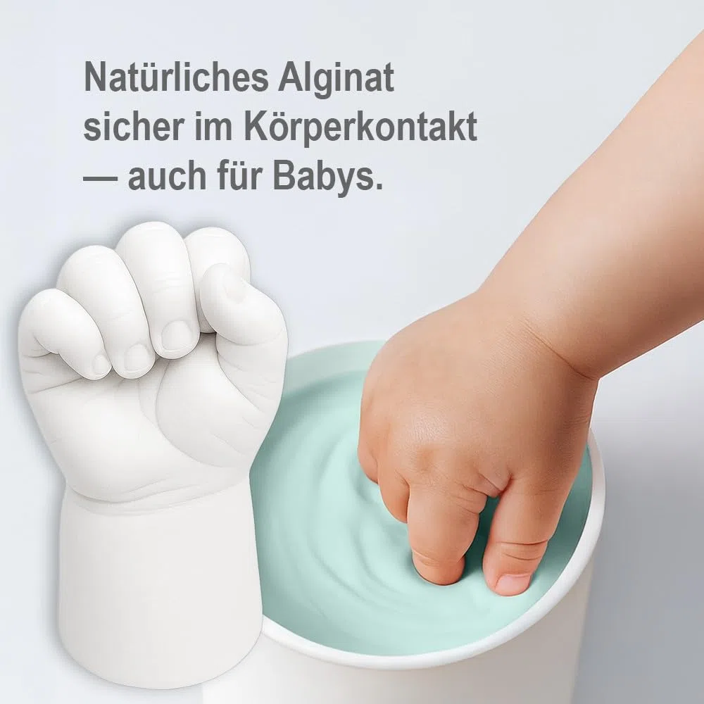 Ideen mit Herz | Alginat | Schnellabformmasse für Handabdruck, Fußabdruck oder Abdrücke von Gegenständen | für Paare, Familien, Kinder, Babys | Pulver zum Anrühren mit Wasser | 1 Kilogramm