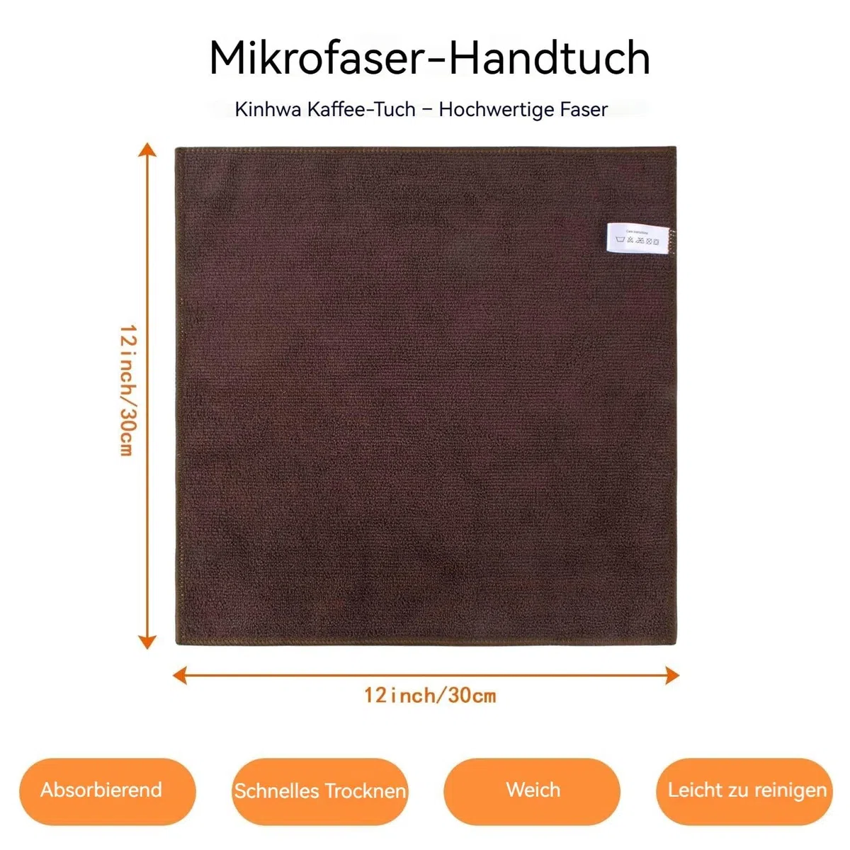 KinHwa Mikrofasertücher 30x30 cm 10er Set Braun– Barista Tuch, fusselfrei & streifenfrei, extrem saugstarke Reinigungstücher & Putzlappen für Küche, Glas, Haushalt & Auto Innenraum