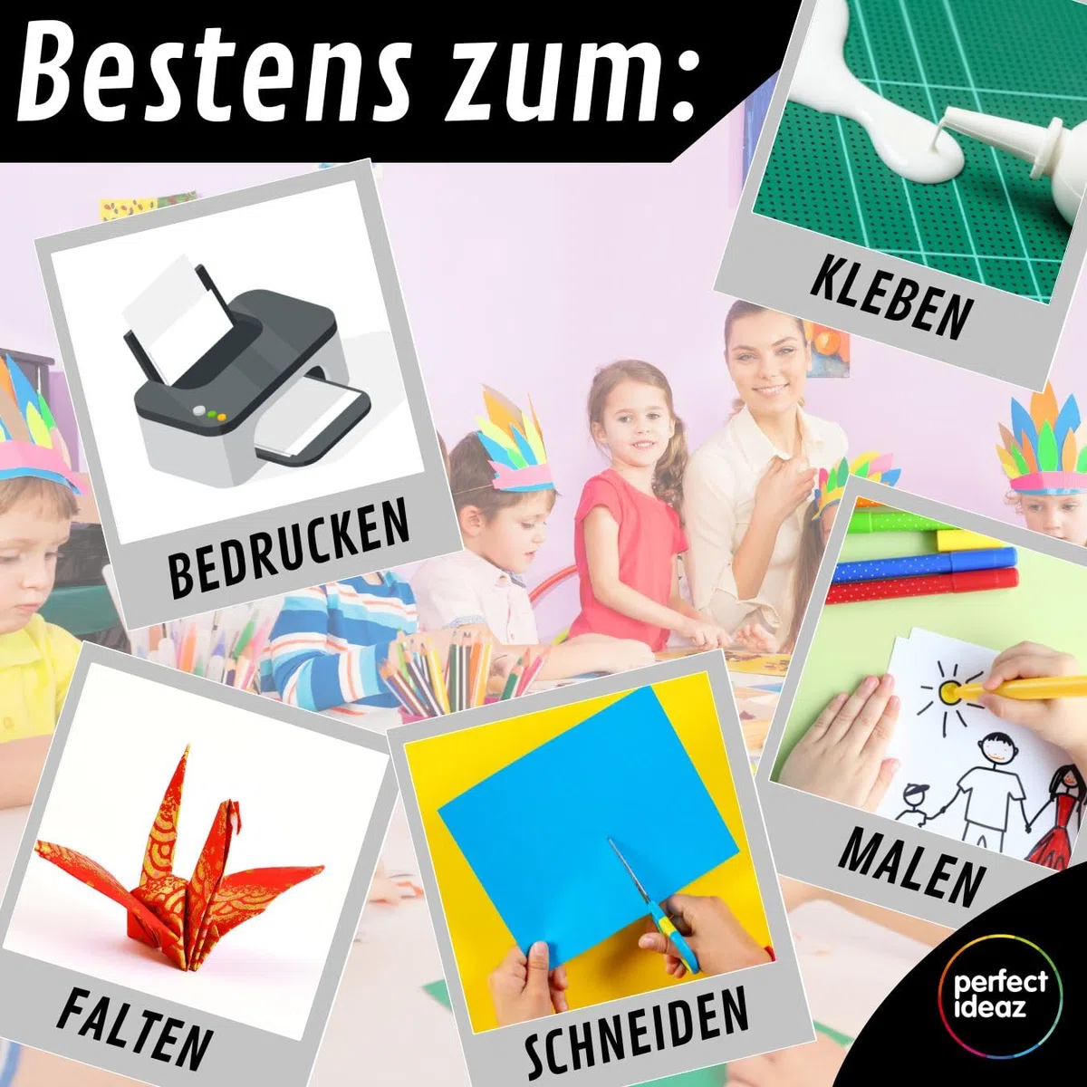 perfect ideaz - 39 Blatt Tonkarton DIN-A3, 13 Farben, 180 g/m², made in Germany, Blauer Engel zertifiziert (13 Farben)