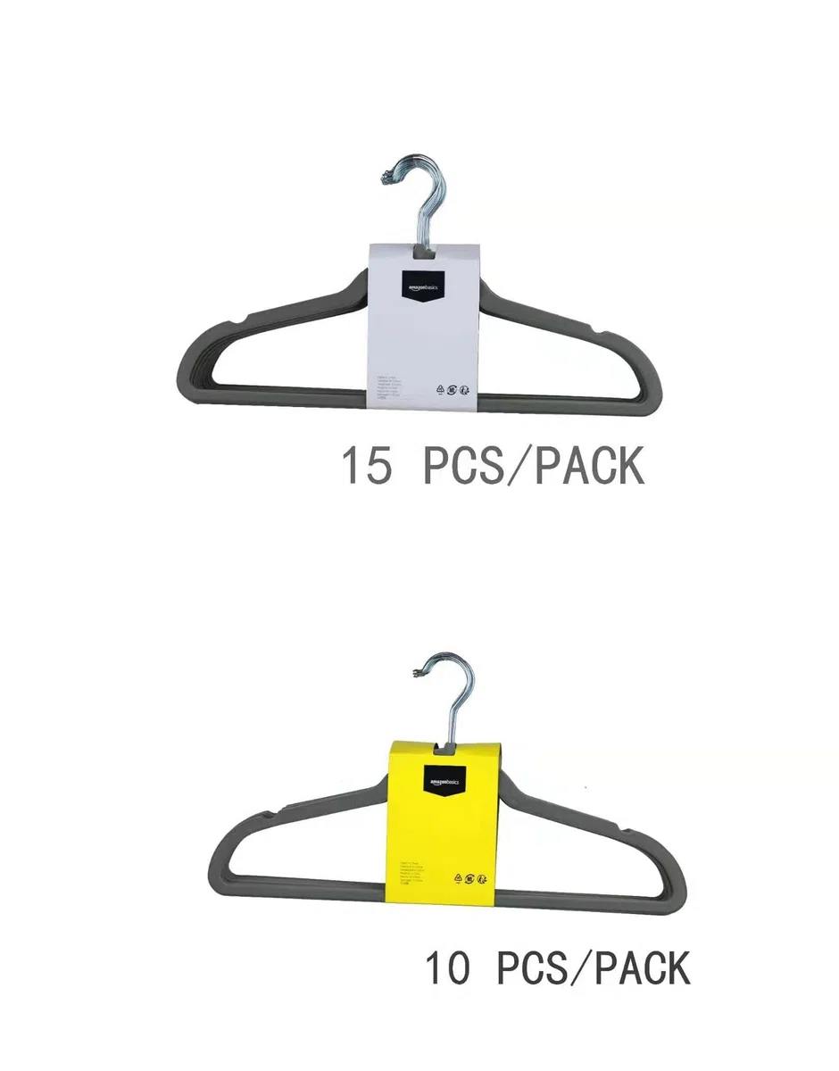 Amazon Basics Kleiderbügel aus Samt für Anzüge, grau, schmal, rutschfest, 50er-Pack