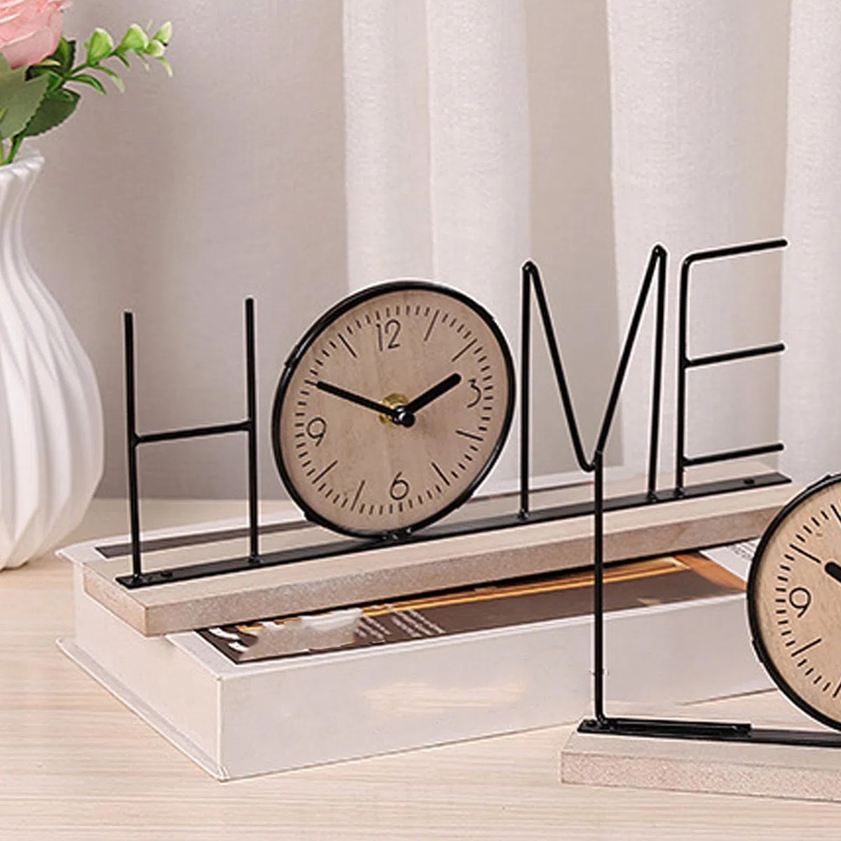 Haofy Holz Eisen Schreibtisch Regal Uhr Moderne Dekorative Buchstaben Tischuhr Ornament Wohnzimmer Esszimmer Schlafzimmer Büro (Home-Version)