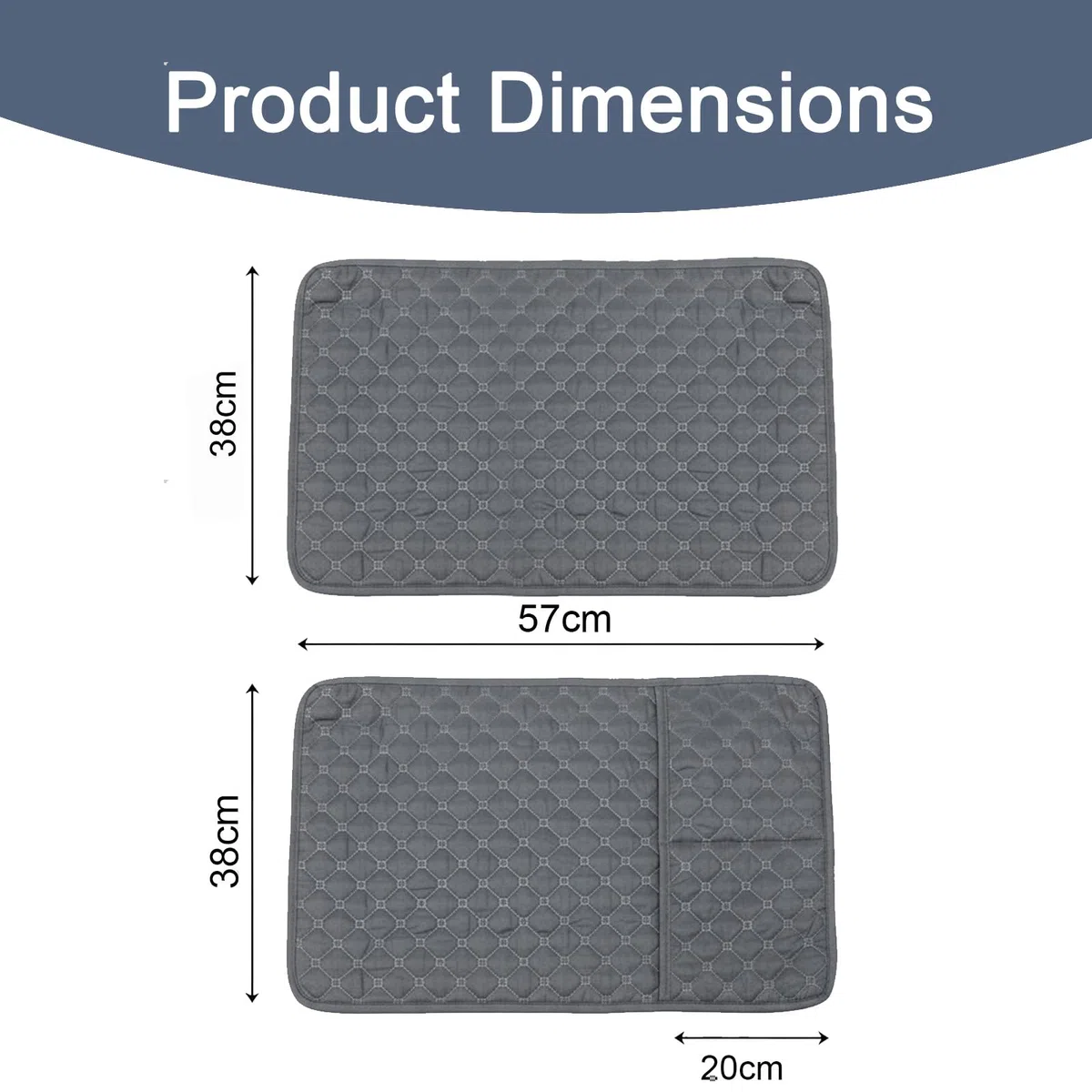 Sofa Armlehnen Organizer, Sesselschoner mit Seitentasche für Fernbedienung, Rutschfester Sofa Schoner für Couch & Sessel, Maschinenwaschbarer Möbelschutz 60x40 cm (Grau)