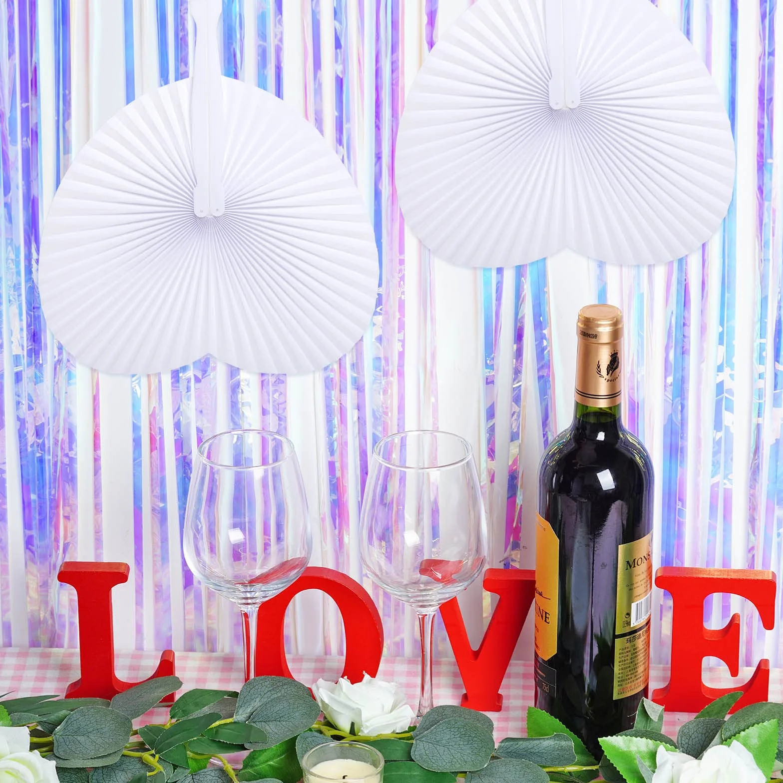 24 STK Fächer Hochzeit Handfächer Papierfächer Hochzeitsfächer Faltfächer Faltbar Gastgeschenk Für Sommer Gelegenheiten,Party,DIY,Wand Dekoration