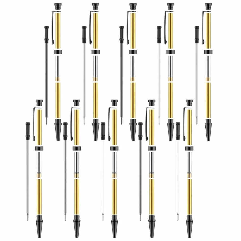 10-Teiliges Stift-Set zum Drechseln, Holzgefertigte Kugelschreiber 7 mm Slimline-Stift-Drehset mit Nachfüllpackung, Drehbank-Drechselzubehör, Schwarz