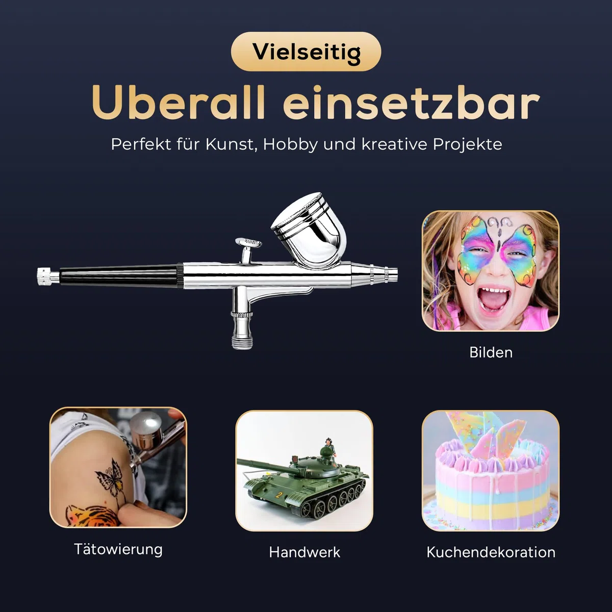 AG-230S Airbrush Pistole Double-Action-Funktion Airbrush-Set Pistole, Düse & Nadel, Komplettset für Profis & Anfänger Ideal für Modellbau, Nailart, Tattoo, Kuchen Dekoration & DIY-Projekte