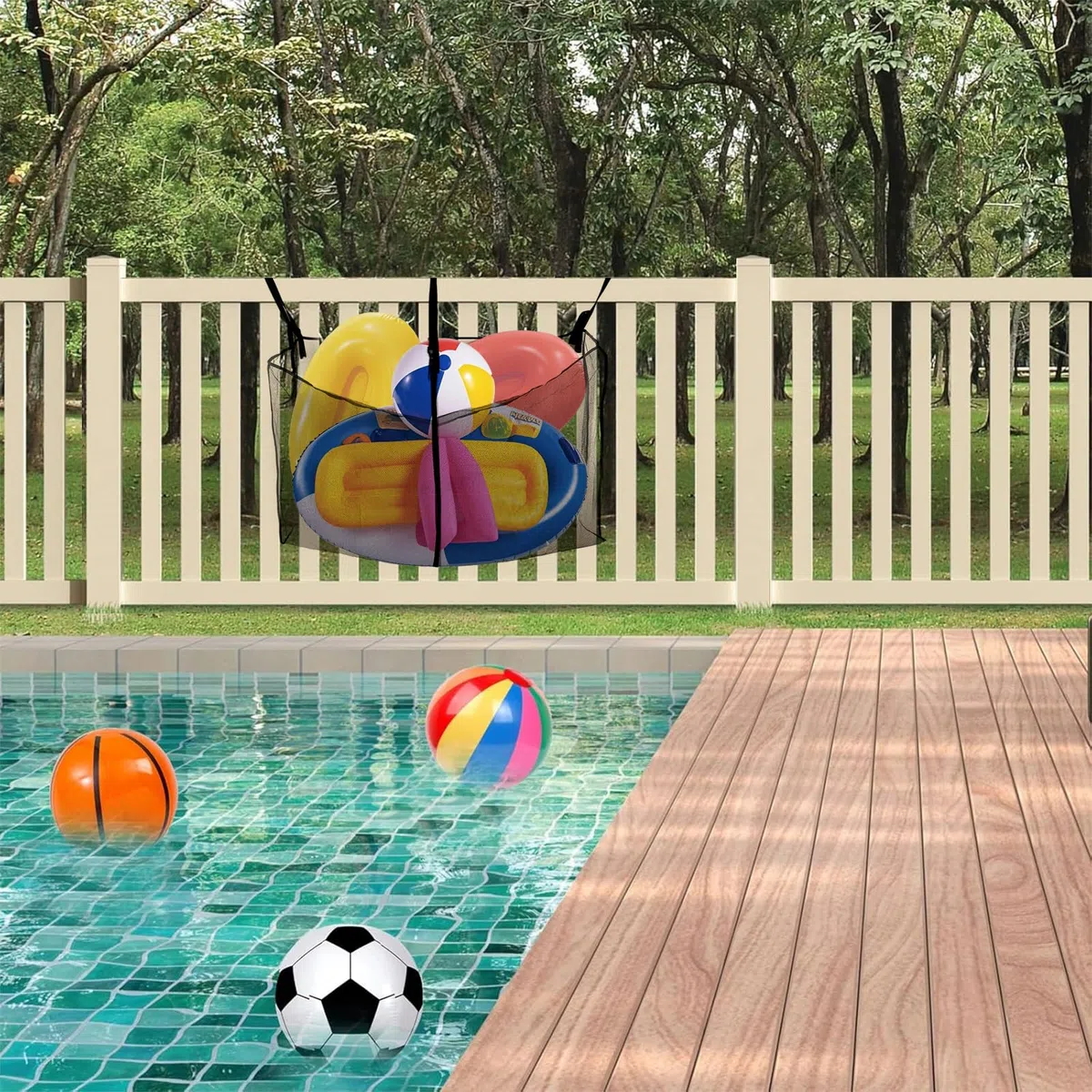 Pool Aufbewahrungsnetz,Mesh Pool Spielzeugaufbewahrung,Pool Float Aufbewahrungs Organizer,Kapazität Pool Spielzeug Aufbewahrung,Hängendes Pool Aufbewahrungs Organisator,Für Zaun, Deck,Garage,Terrasse