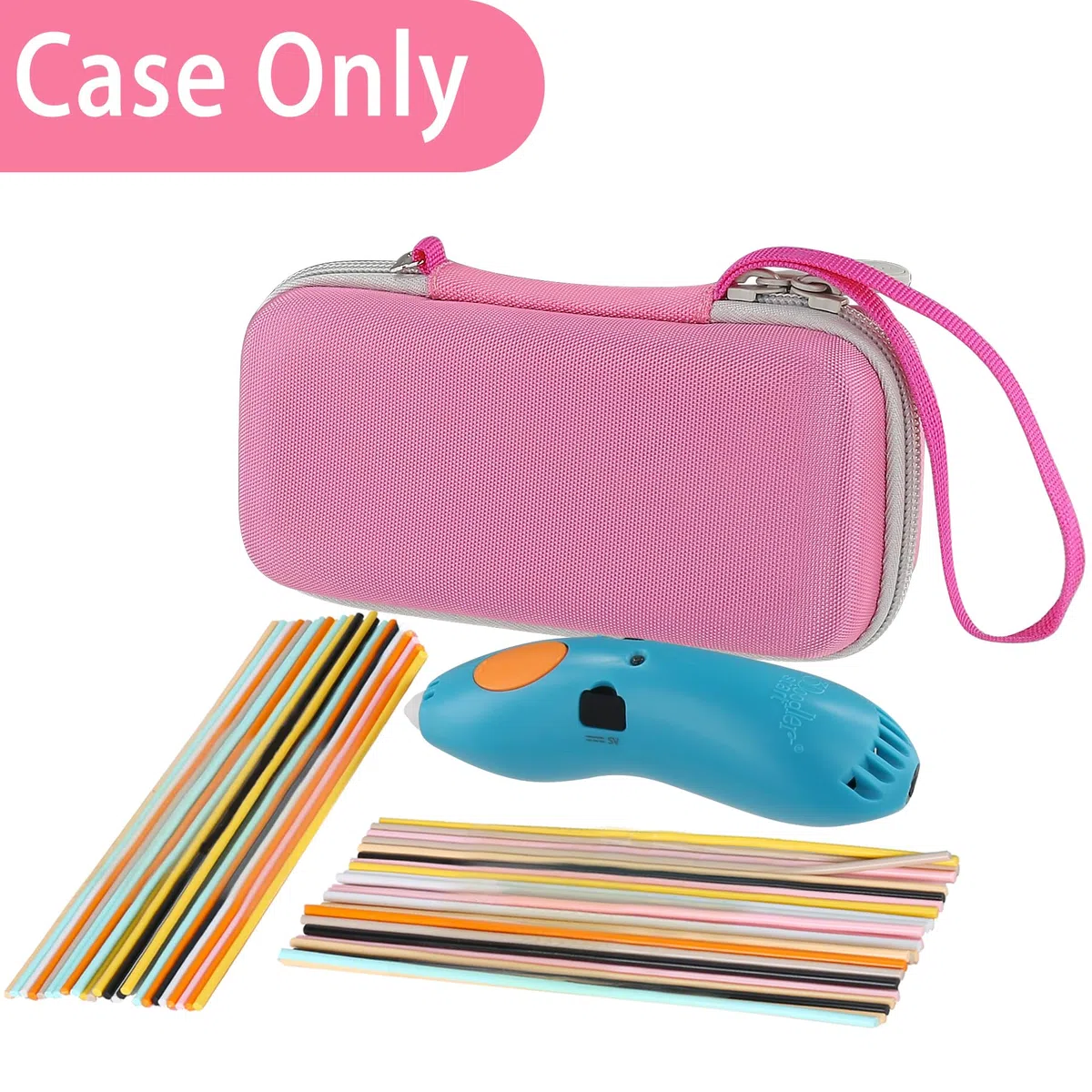 Aenllosi Aufbewahrungsetui kompatibel mit 3Doodler Start+ Essentials (2024) 3D-Stift-Set für Kinder, Aufbewahrungs-Netztaschen-Halter für 3D Stift Filament und USB-Kabel (nur Etui, Rosa)
