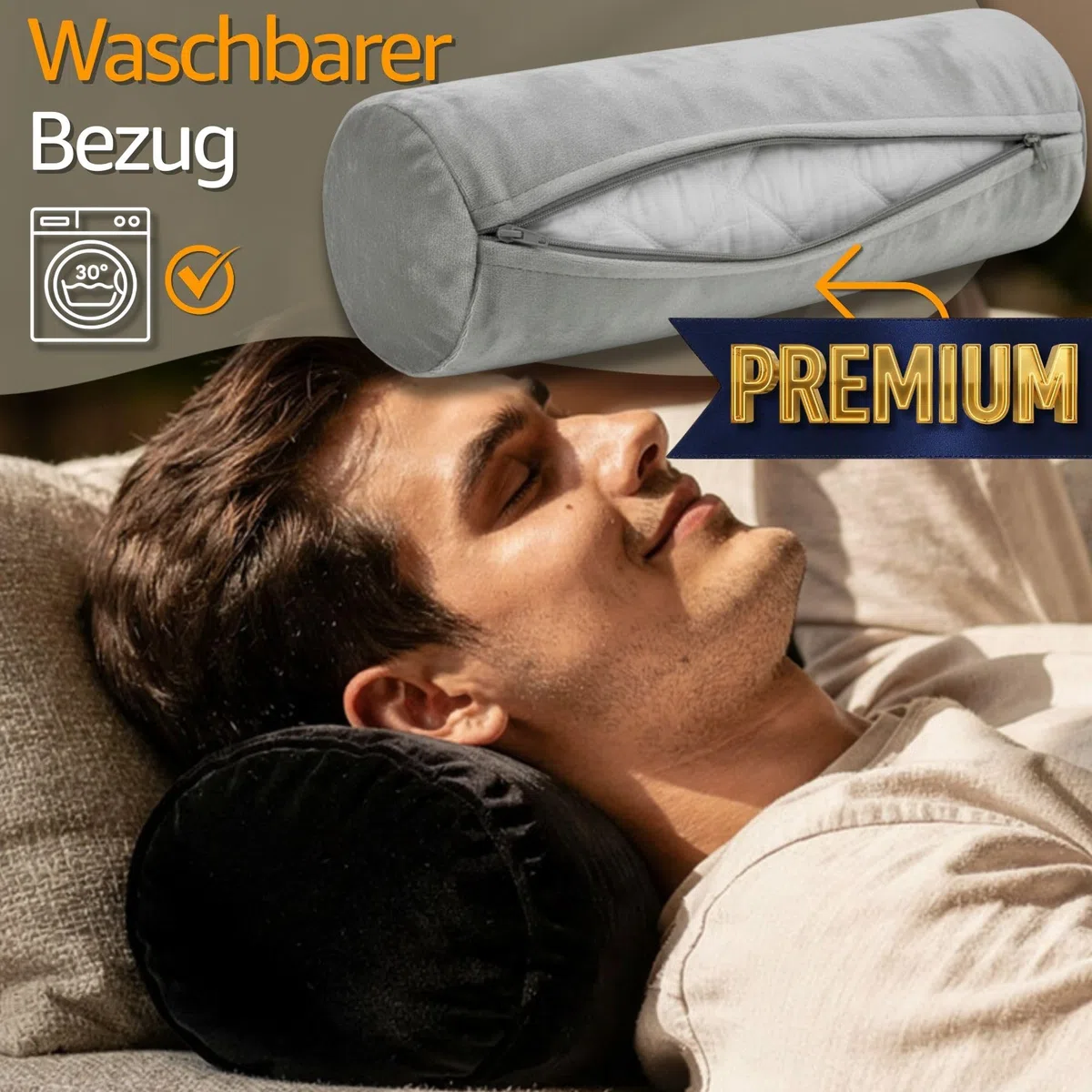 Totsy Baby Nackenrolle mit Bezug Yoga Bolster Knierolle Lagerungsrolle 40x15 cm - Nackenkissen Kissenrolle Yogabolster Kniekissen Zierkissen und kleines Kissen Lange Rolle Beige Velvet
