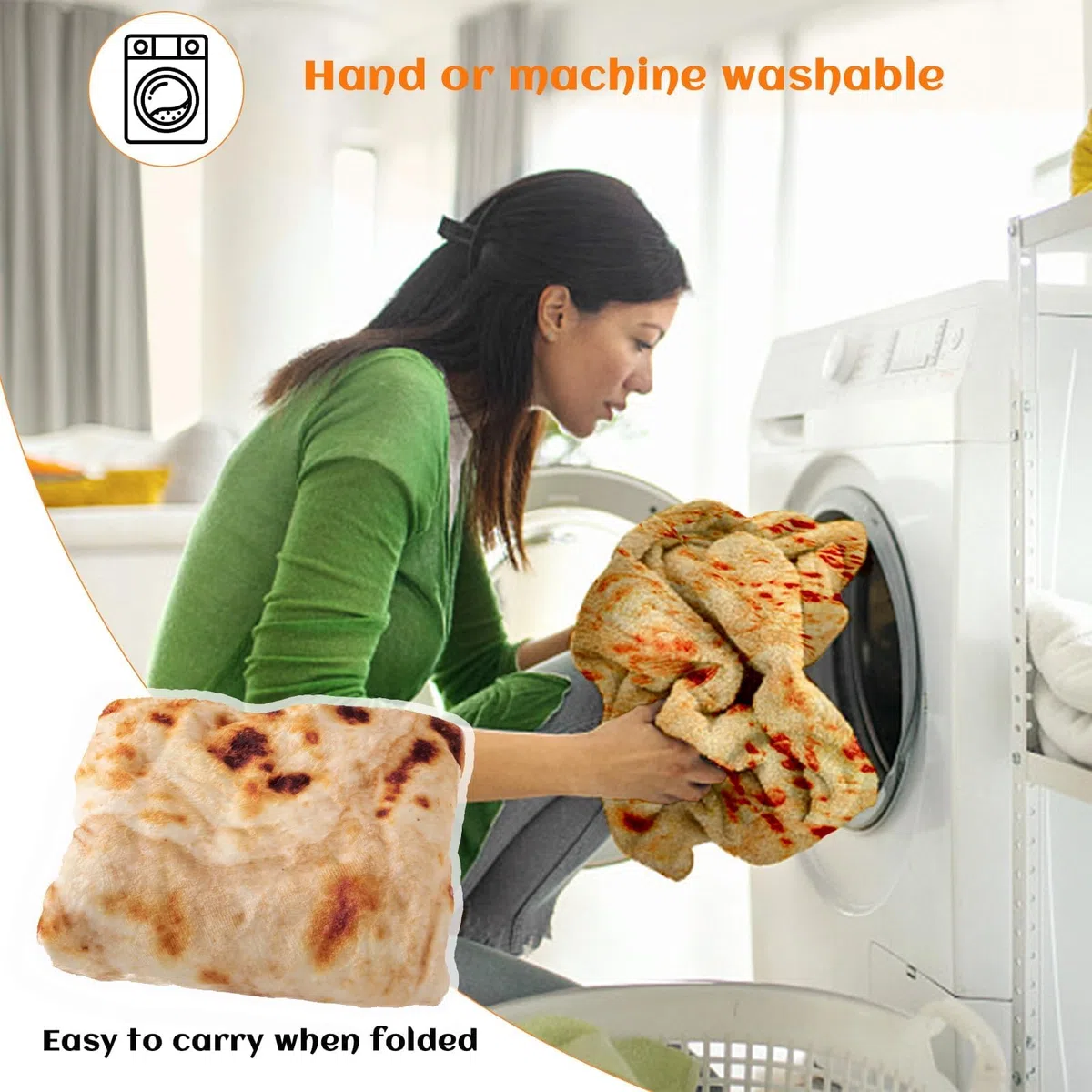 Tortilla Decke Aus Flanell 150 * 150 cm, Tortilla Decke Burrito Blanket Burrito Decke Geeignet für Kinder, Familie, Haustier, Geschenk, Weich und Angenehm Zum Warmhalten