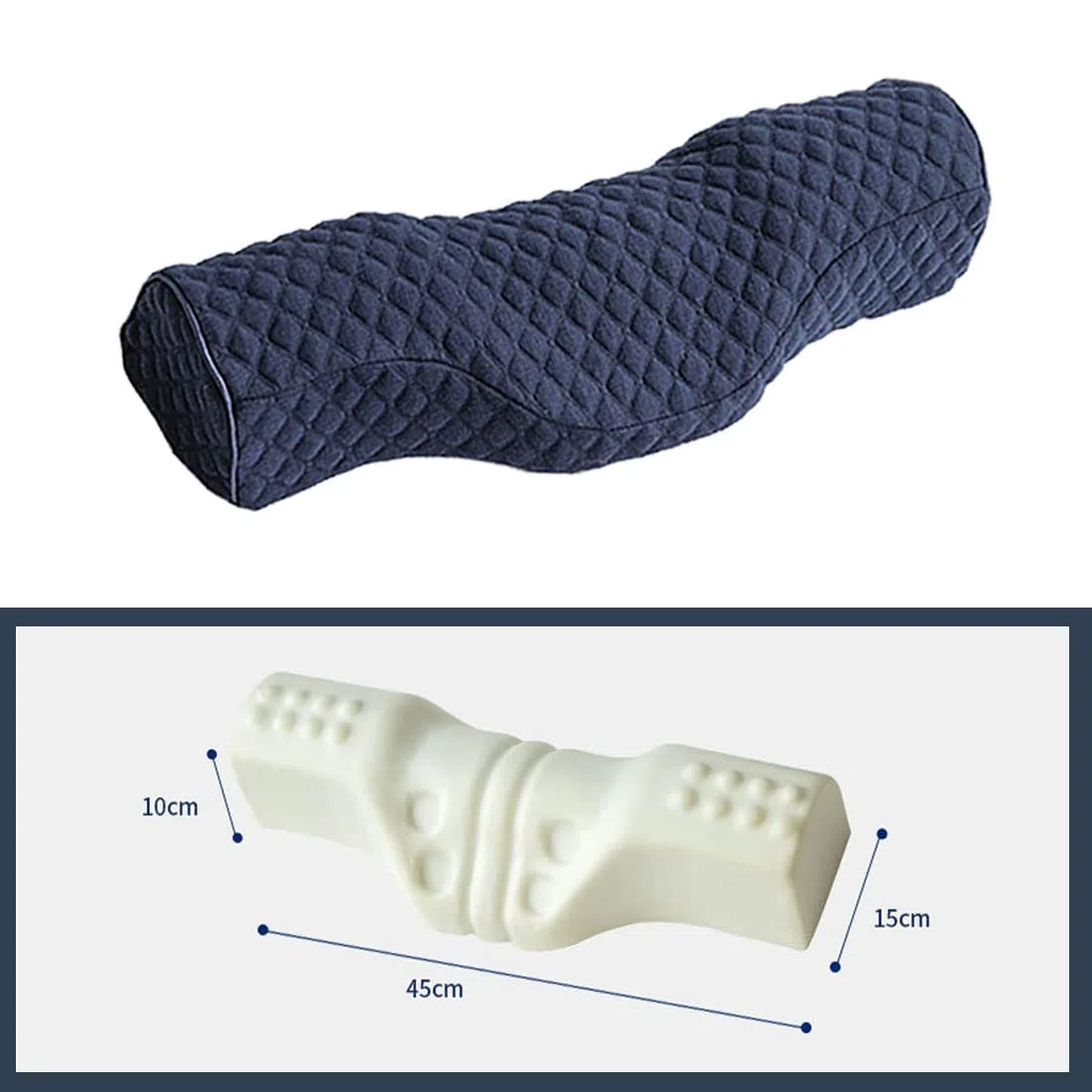 Nackenkissen für Schmerzlinderung, Schlafen, Nackenrolle, Memory-Schaum zur Linderung von steifen Nackenschmerzen, Reise-Nackenrolle für Bett für Seitenschläfer, Rückenschläfer. (Blau)