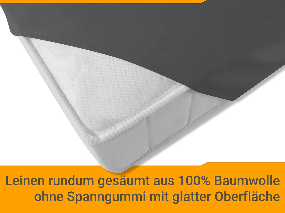 npluseins klassisches Betttuch ohne Gummizug - Einheitsgröße von ca. 150 x 250 cm in 7 Uni-Farben erhältlich, anthrazit