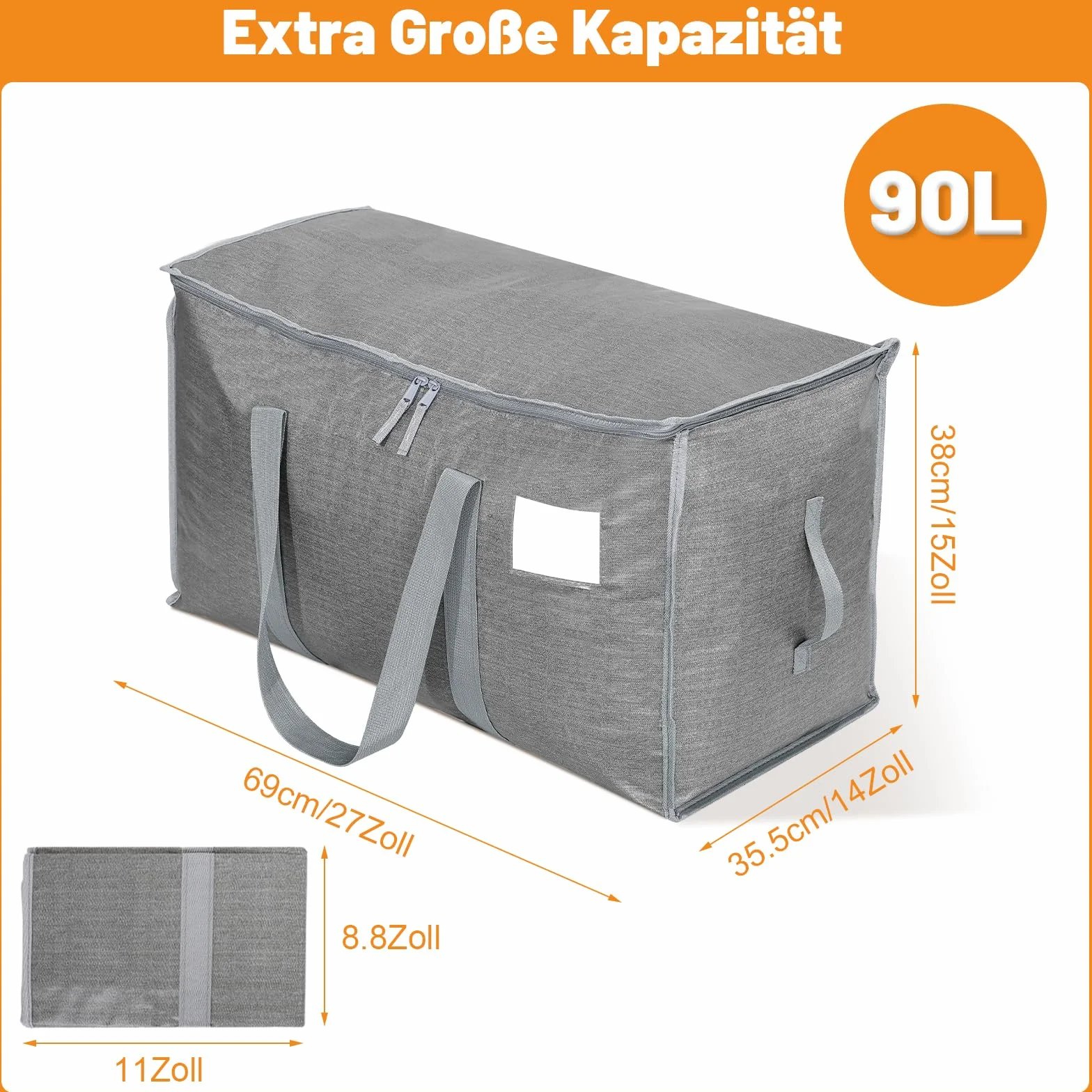 Dntorx 4 Stück 90L Große Aufbewahrungstasche mit Deckel, Faltbare Umzugskartons Groß mit Reißverschlüssen Griff Kleideraufbewahrung Umzugstaschen für Umzug Camping Bettwäsche Kleidung Aufbewahrung