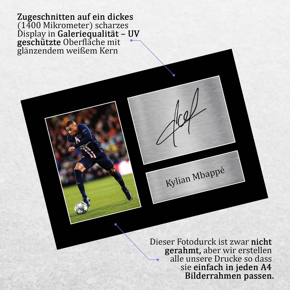 HWC Trading Kylian Mbappe Paris Blue and Reds Geschenke Gedrucktes Signiertes Autogramm Foto für Fußball Anhänger and Fans - A4