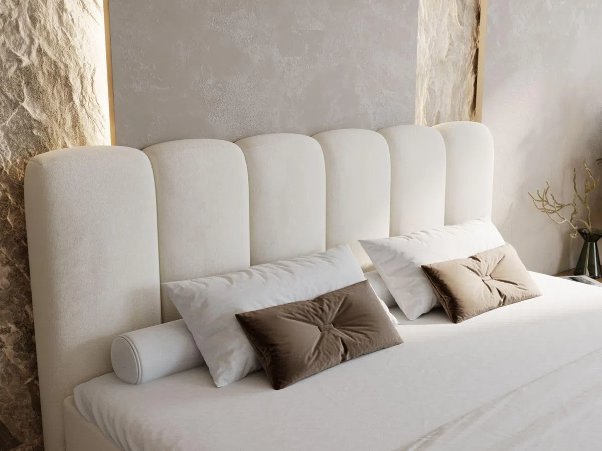 GRAINGOLD Cloud Bett 180x200, Boxspringbett mit Bettkasten, Polsterbett mit Bonell-Matratze, Samt Stoff, mit Topper, mit Kopfteil (Beige, 180x200)