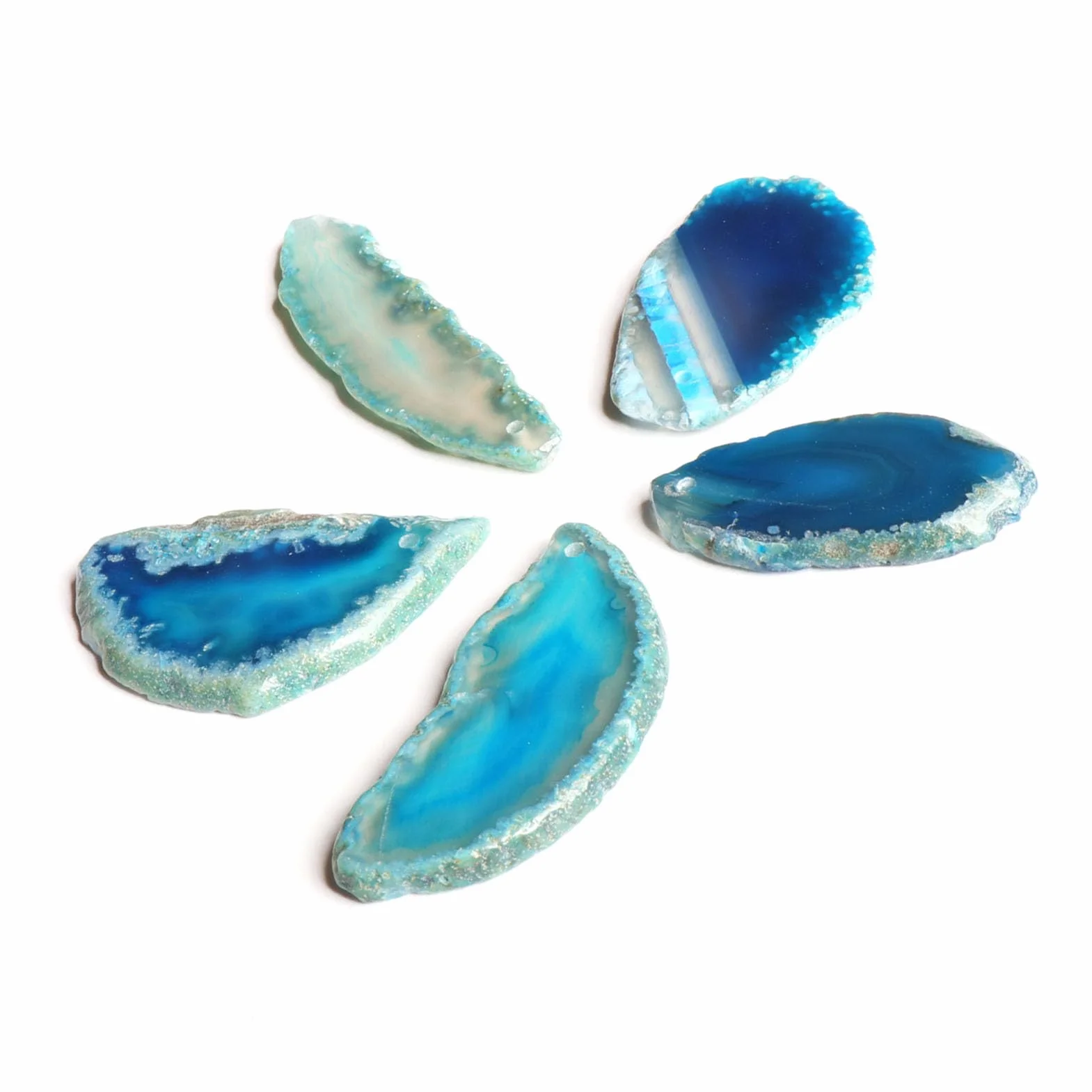 Blaue Achatscheiben, Ungebohrte Achat-Leuchttischscheiben, Unregelmäßig Polierte Geoden-Achat-Plattenkarten, Kristall-Geodensteine ​​für DIY-Schmuck und Heimdekoration