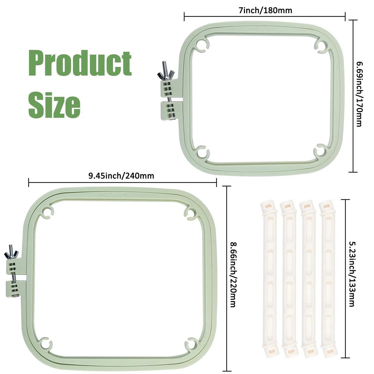 Quadratische Stickerei Hoop Stand, ABS Kunststoff Kreuzstich Stand, Stickerei Hoop Halter für DIY Handwerk, Punch Needle Hoop, Nähen Needlepoint Frame Stand (grün)