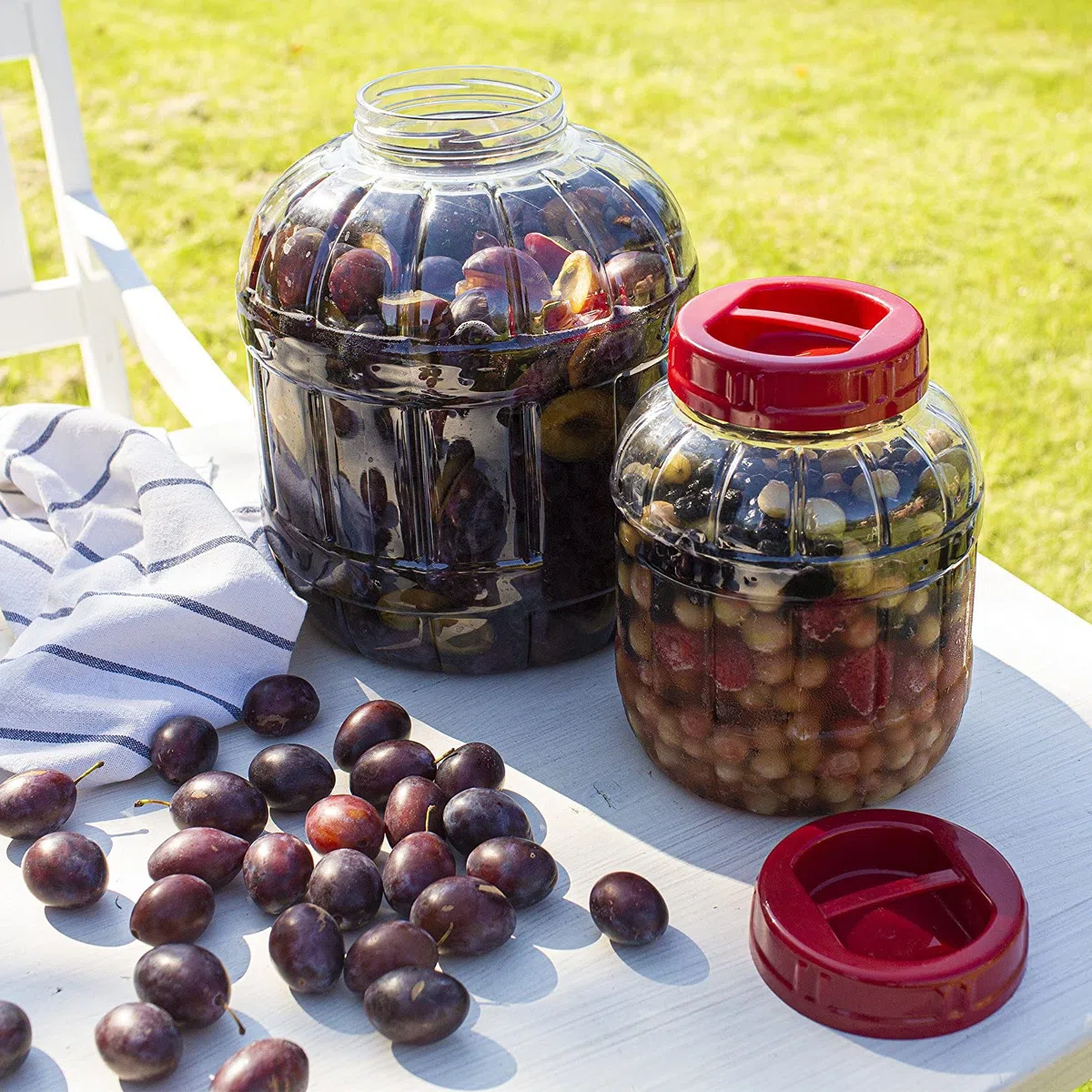 lilawelt24 2 x Gärbehälter aus Kunstoff Gärbehälter mit Gäraufsatz, für Wein, Bier, Maische Weck, Weinballon Gärballon 5L Flasche
