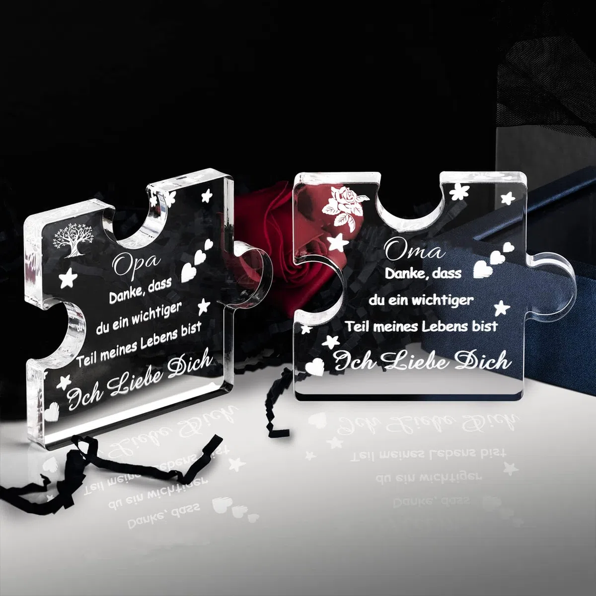 RISFIHEI Oma Geschenk, Geschenk Oma Geburtstag, Gravierte Acryl Block Puzzle, Geschenke für Oma zum Großelterntag Muttertag Weihnachten, Sinnvolle Geschenke für Oma (Oma)