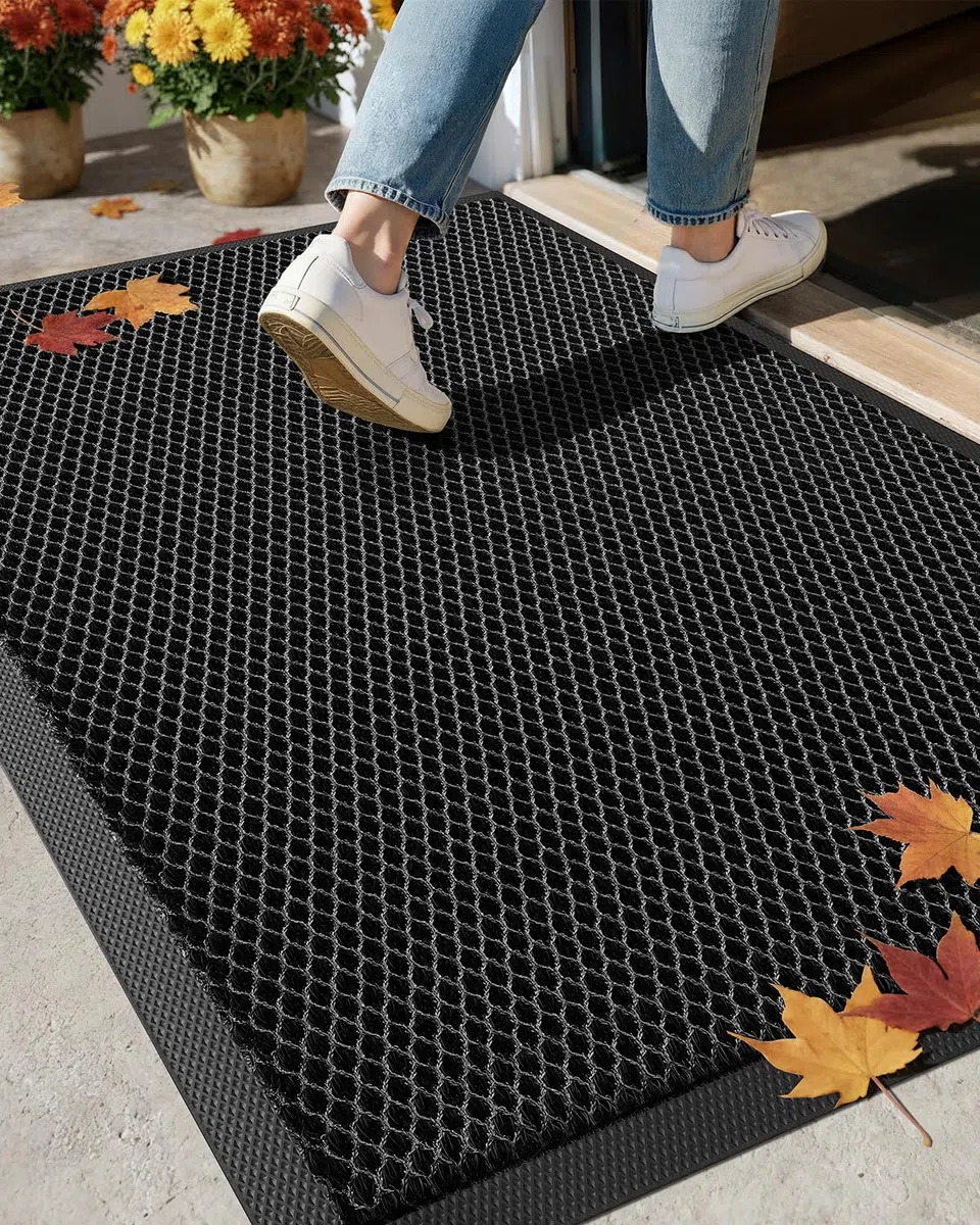COLOR&GEOMETRY Schmutzfangmatte 43x76 Schmutzabweisend bei niedrigem Profil Fussmatte Aussen, Eingangsteppich, rutschfest, Leicht zu Reinigen Fussmatten Haustür Willkommensmatten Für Haustür, Grau