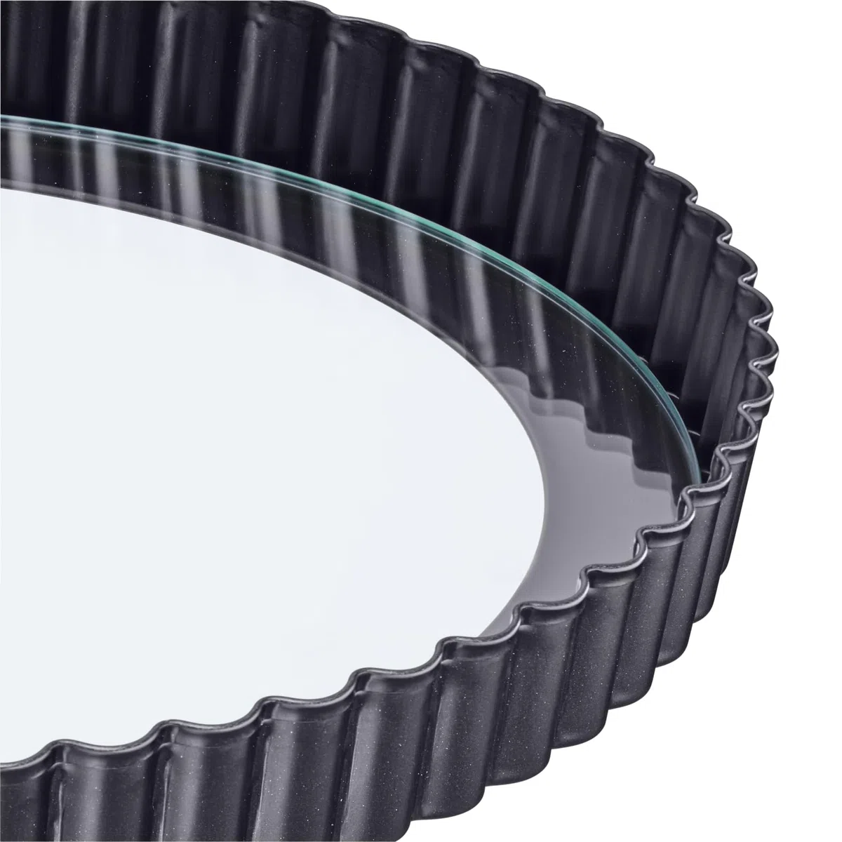 ORIGINAL KAISER Quicheform mit Glas-Hebeboden Ø28cm, Legierter Stahl, Schwarz, 1 - Pack