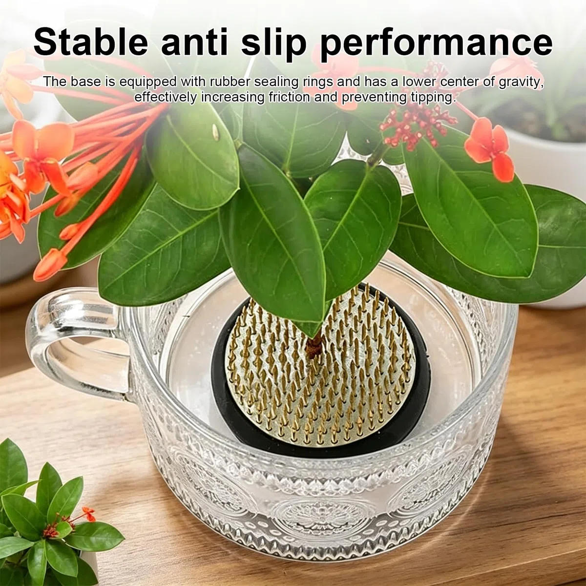 HASLED 4er Set Steckigel (Kenzan) für Ikebana, Edelstahlsockel mit Gummidichtung, rutschfest & Standsicher, 4 Größen (63/53/43/36 mm) für Vase & Blumenarrangements