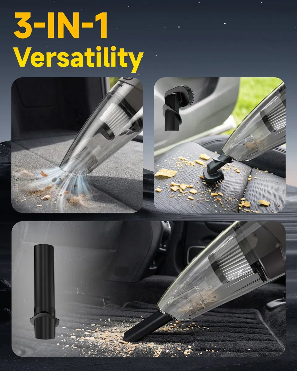 TANYO Handstaubsauger Akku, Handstaubsauger Kabelloser 11000PA Starke Saugkraft, Handsauger mit HEPA Filter, Mini Autostaubsauger mit Bürstenlosem Motor für Auto Tierhaare, Teppich Haus, Büro, Küche