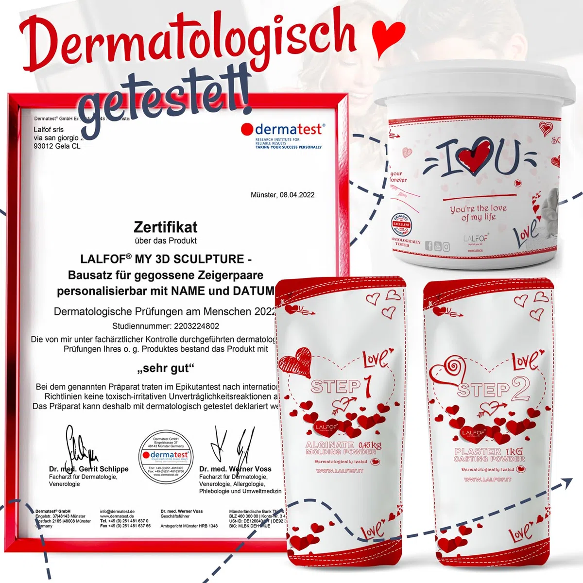 Lalfof - Handabdruck Set für Paare mit Namen- Jahrestag Geschenk für sie, Jahrestag Geschenk für ihn- Gips Handabdruck Set Paare - Hochzeitstag Geschenke für Frauen/männer, Paar Geschenke