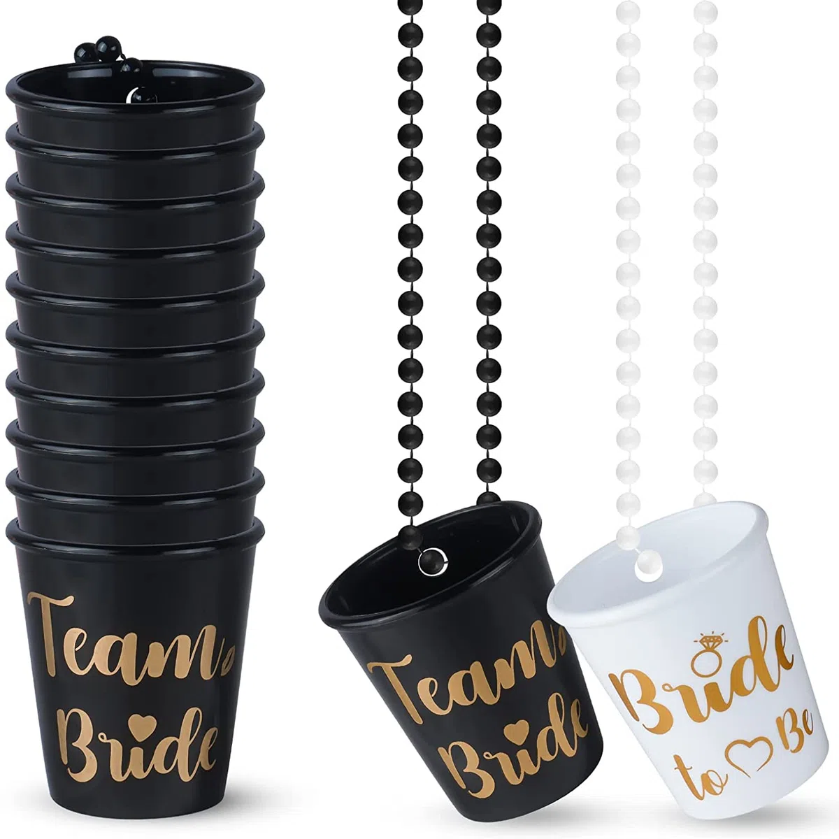 JUSTOTRY 12 Stück Bride to Be Becher Tasse für Bachelorette Party- Weiß Braut und Schwarz Team Bride für Junggesellenabschied Frauen, JGA Frauen Dekoration
