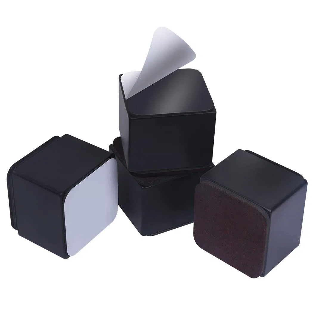 Ezprotekt 2"/5.1 cm Möbelerhöhung aus Karbonstahl, 2.4" Breit, Selbstklebende Möbelerhöhung fügt 2" Höhe zu Betten, Sofas Schränken, Unterstützt 20.000 lbs, Schwarzes Quadrat