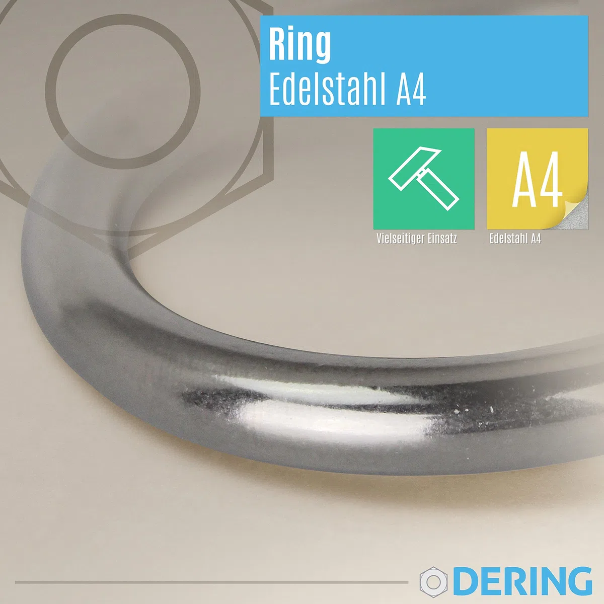 DERING Ring Edelstahl 12x70 mm 2 Stück Rundringe O-Ring Ringe für DIY-Zubehör