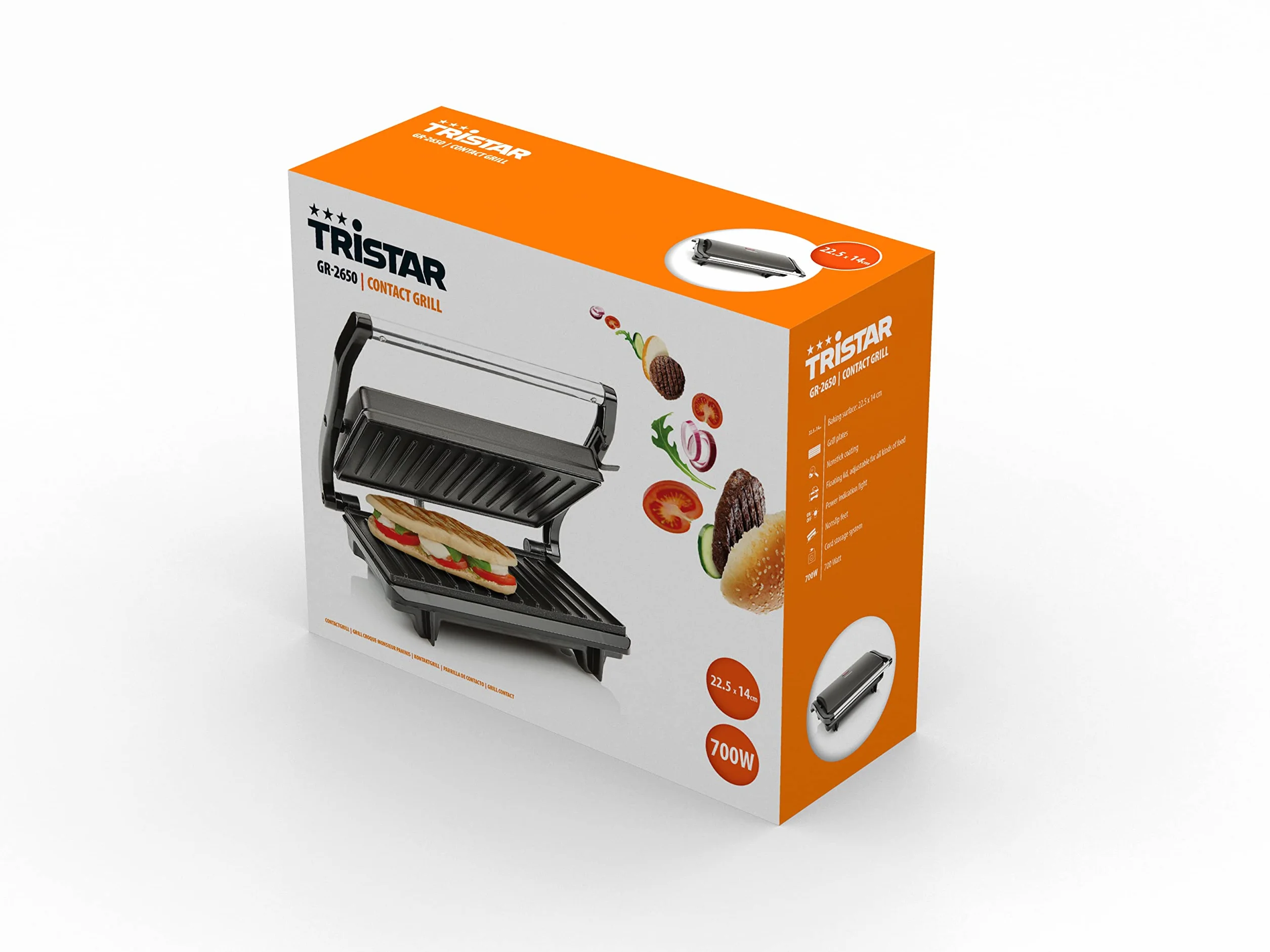 Tristar Kontaktgrill – Antihaftbeschichtung – Beweglicher Deckel – GR-2650
