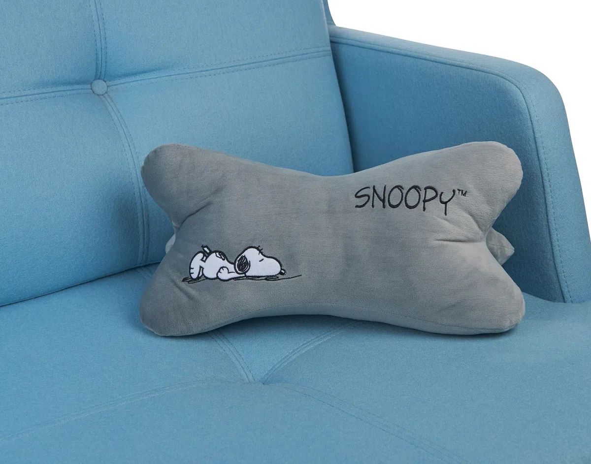 United Labels The Peanuts Snoopy Leseknochen - Nackenkissen Nackenrolle Lesekissen Kissen Stützkissen für Bücher und Tablets Grau 40 x 20 cm