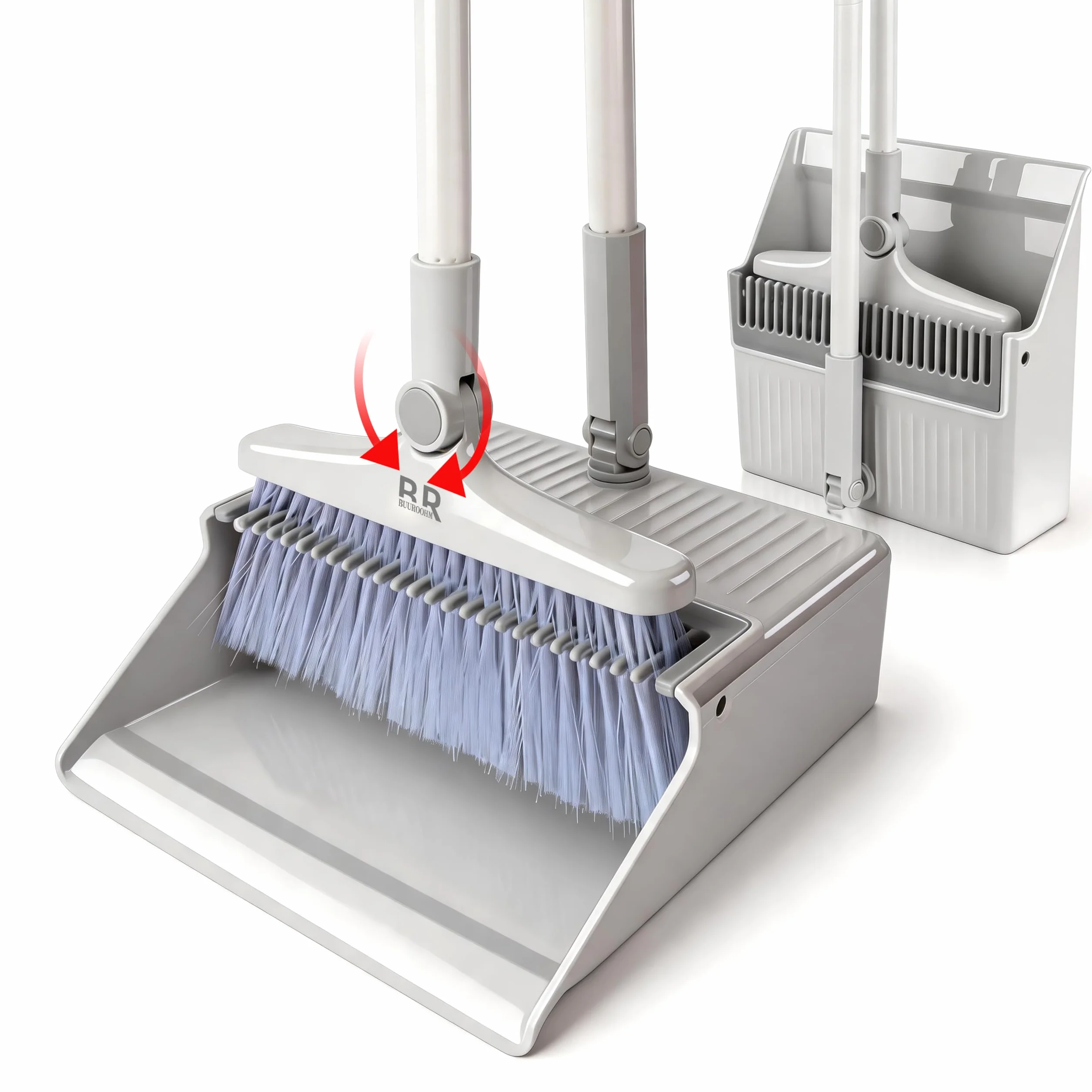 BUUROOHM Besen- und Kehrschaufel-Set für Zuhause, mit langem Griff, 104 cm/127 cm, Kehrschaufel, Kombi-Set für Zuhause, Küche, Zimmer, Büro, Lobby, Boden, Innen- und Außenbereich, aufrechter
