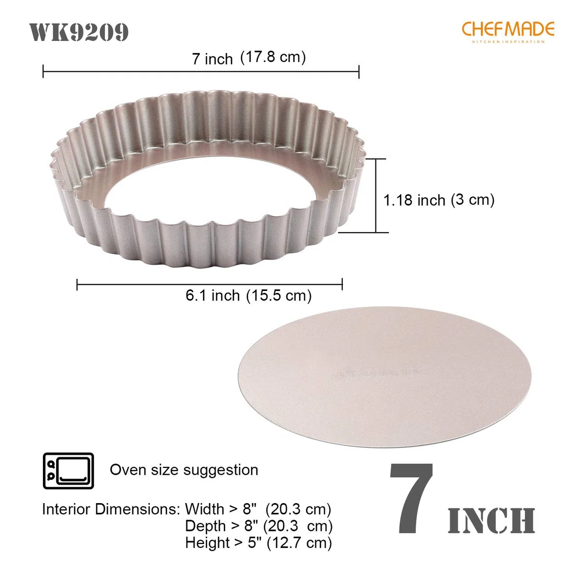CHEFMADE Torte Pan, 7-zoll mit Abnehmbare Lose Bottom Nicht-Stick Runde Quiche Tart Backformen für Ofen und Instant Topf Backen (Champagne Gold)
