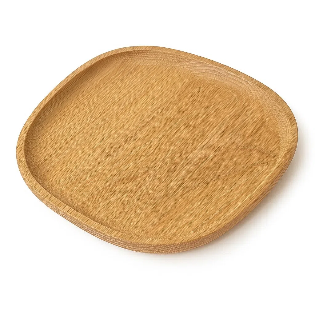 dekorative Holzschale perfekt zum Servieren, Dekorieren und Präsentieren - Deko Tablett, Tischdeko Holz, Servierplatte Holz, Serviertablett (Eiche, 160x150x15 mm)