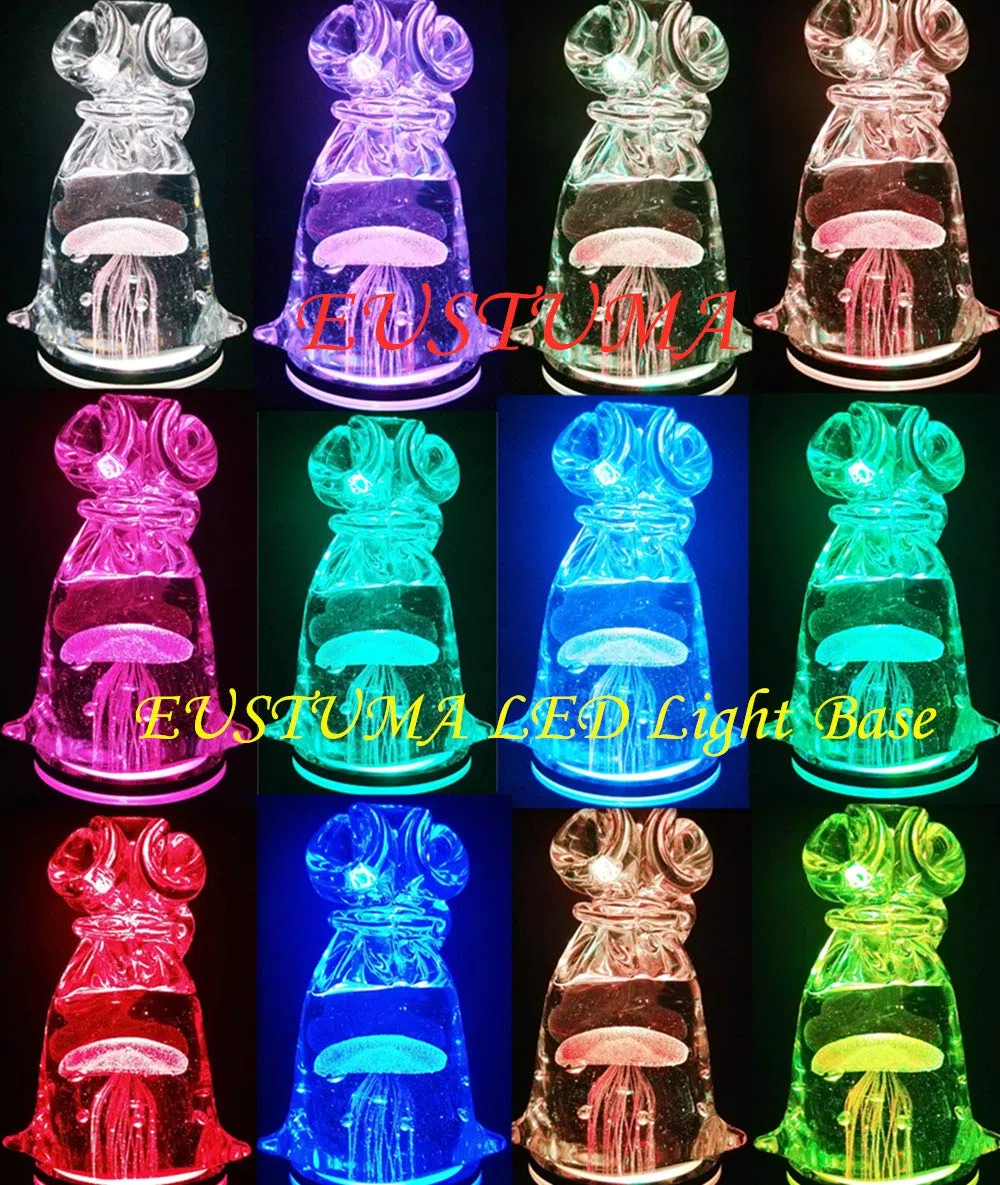 EUSTUMA LED-Licht-Basis Non-Slip Runde Display-Ständer Für 3D Kristall Glas Kugel Kunst Mit Sensitive Touch Schalter, Mehrere Farben Display, Urlaub Party Dekoration.2 flache Basis