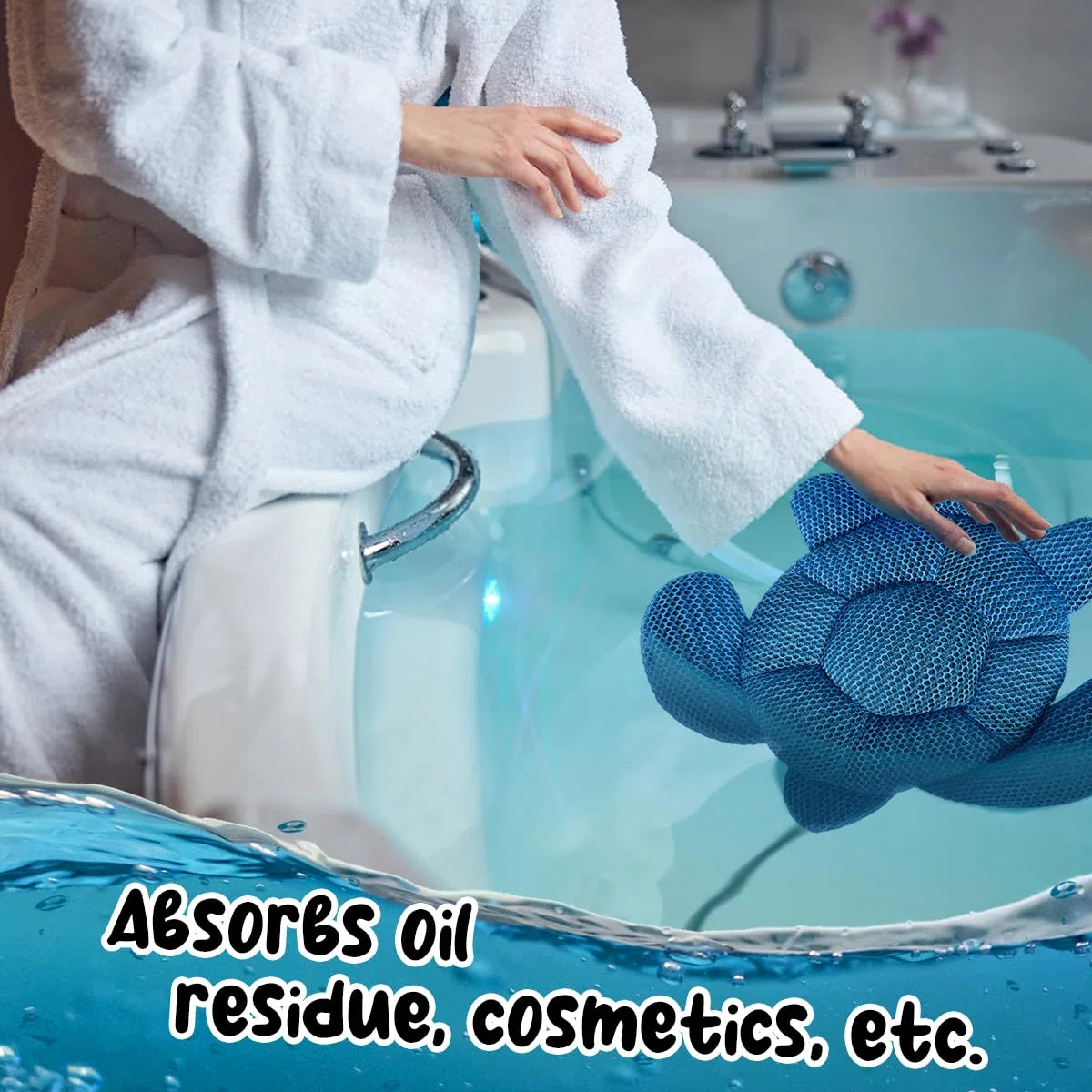 Quttisay Whirlpool-Schaum-Absorber für Spa, Whirlpool, Zubehör für Erwachsene, Whirlpool-Schwamm, ölabsorbierender Schwamm für Spa und Poolreiniger, Hot Tub Turtle Scum Absorber hält Wasser sauber, 1
