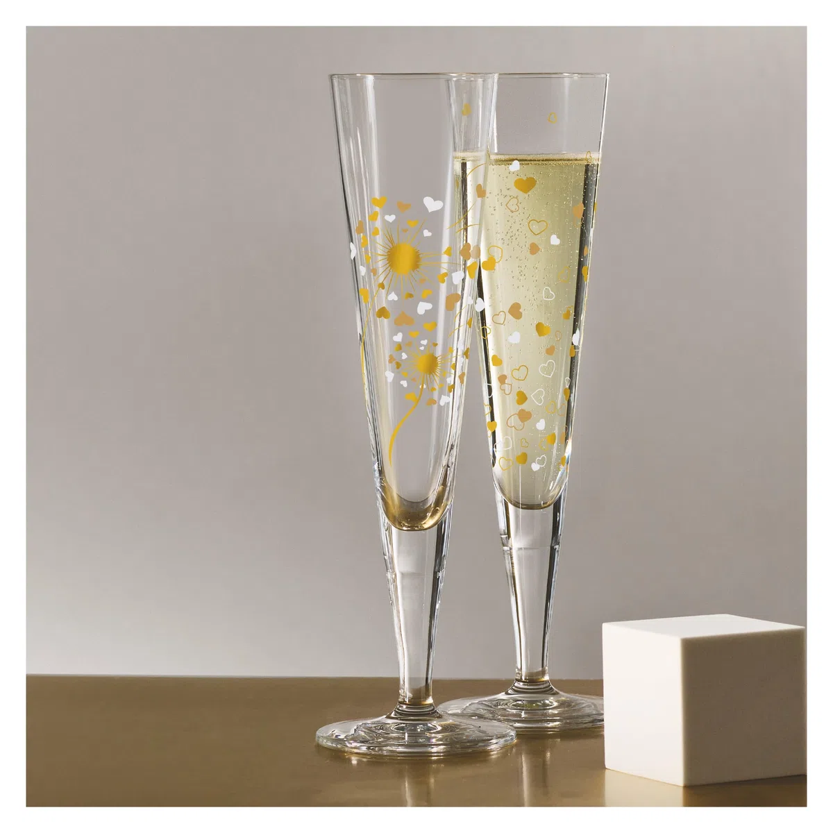 RITZENHOFF 6031007 Champagnerglas 200 ml - Serie Goldnacht 2er Set F24 - Designerstück mit Echt-Gold - Made in Germany