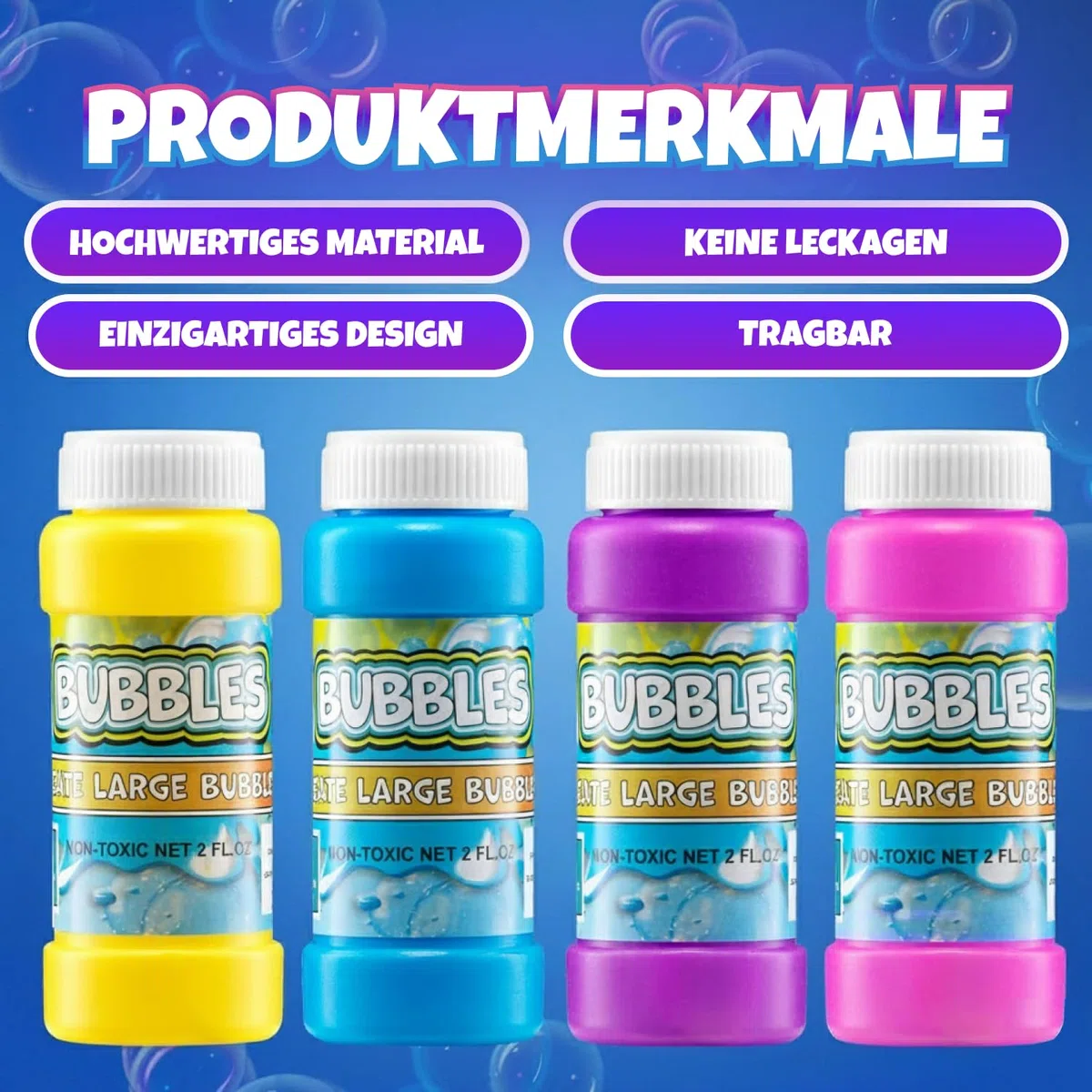 Seifenblasen für Kinder – Packung mit 24 x 59 ml-Seifenblasen, Verschiedene Neonfarben, Spiele im Freien, Kleine Geschenke für Kinder, Kindergeburtstag Gastgeschenke, Geschenktütenfüllung