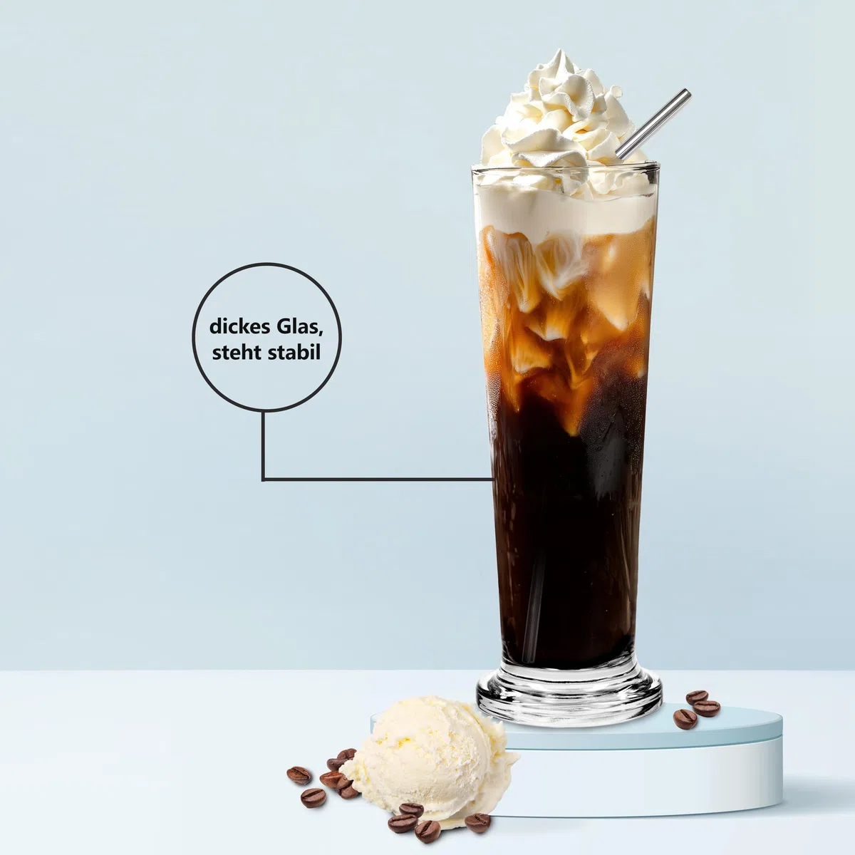12 Stück 500ml Longdrinkgläser - Eiskaffee- & Cocktailgläser mit Zubehör
