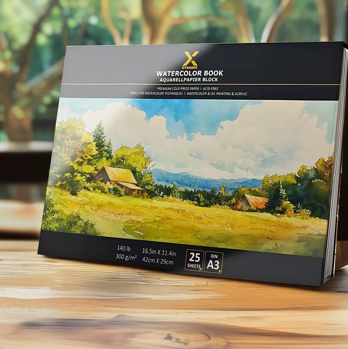 Premium Aquarellpapier Block 300g/m² I 25 Seiten I Künstlerqualität I säurefrei I kaltgepresst – Ideal für Aquarell, Skizzen & Mixed Media (A3)